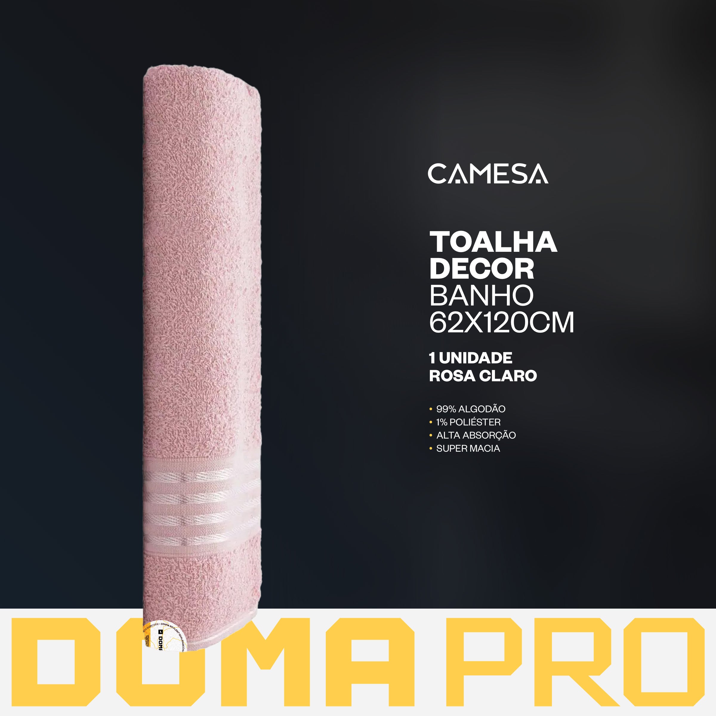 Toalha Decor De Banho Rosa 62x120cm Camesa Algodão Macia
