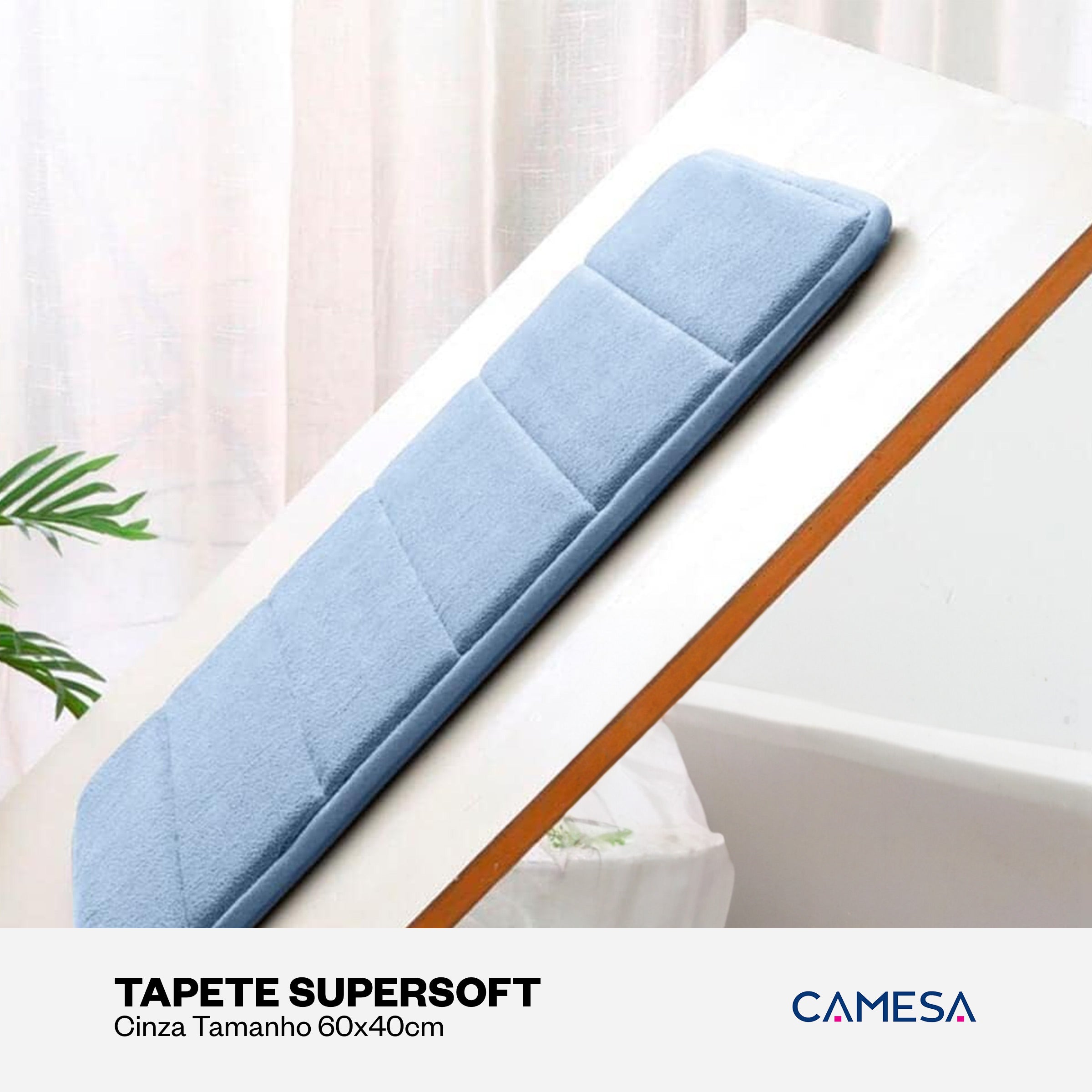 Tapete Supersoft Azul - Camesa - Banheiro Antiderrapante Super Absorvente 40x60cm