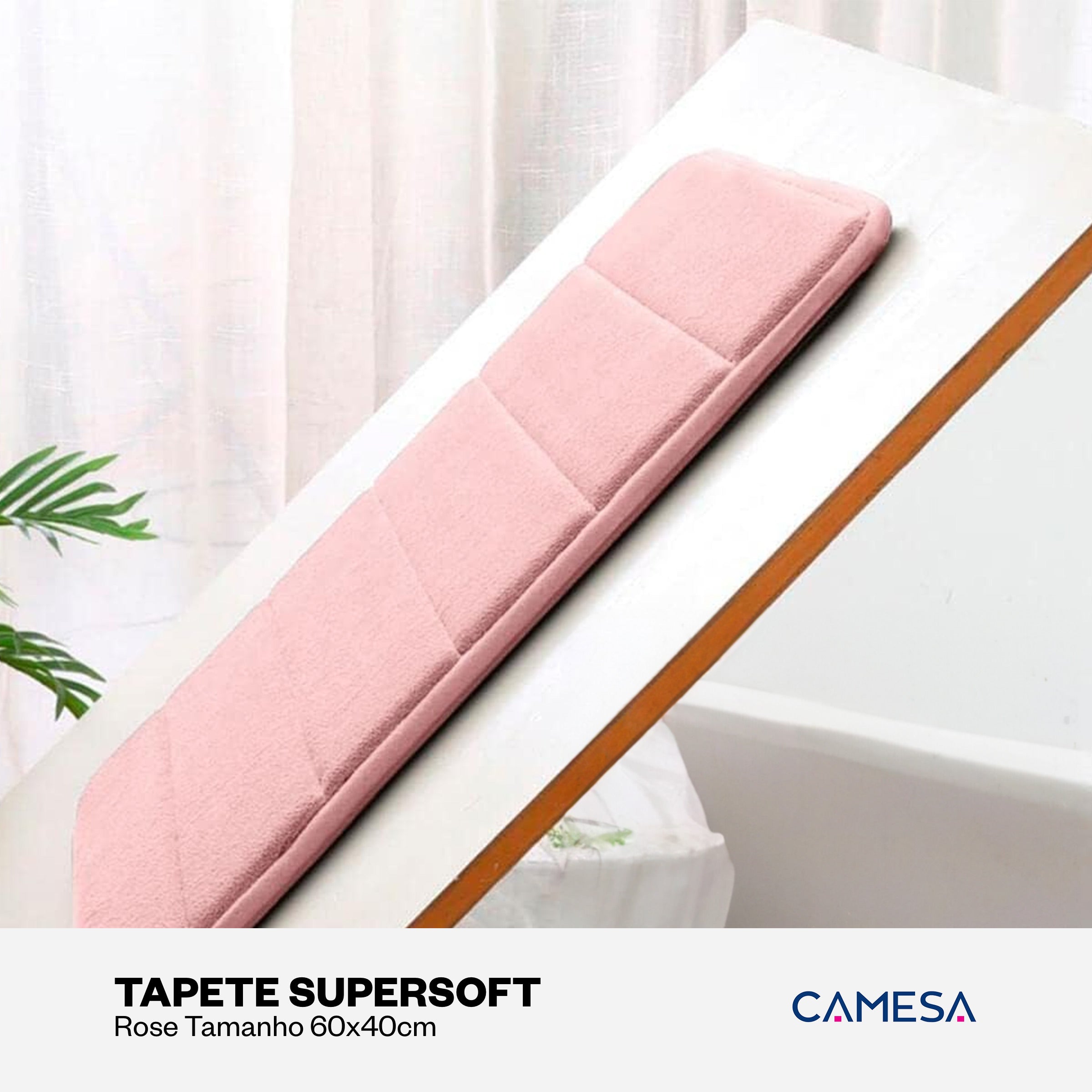 Tapete Supersoft Rose - Camesa - Banheiro Antiderrapante Super Absorvente 40x60cm