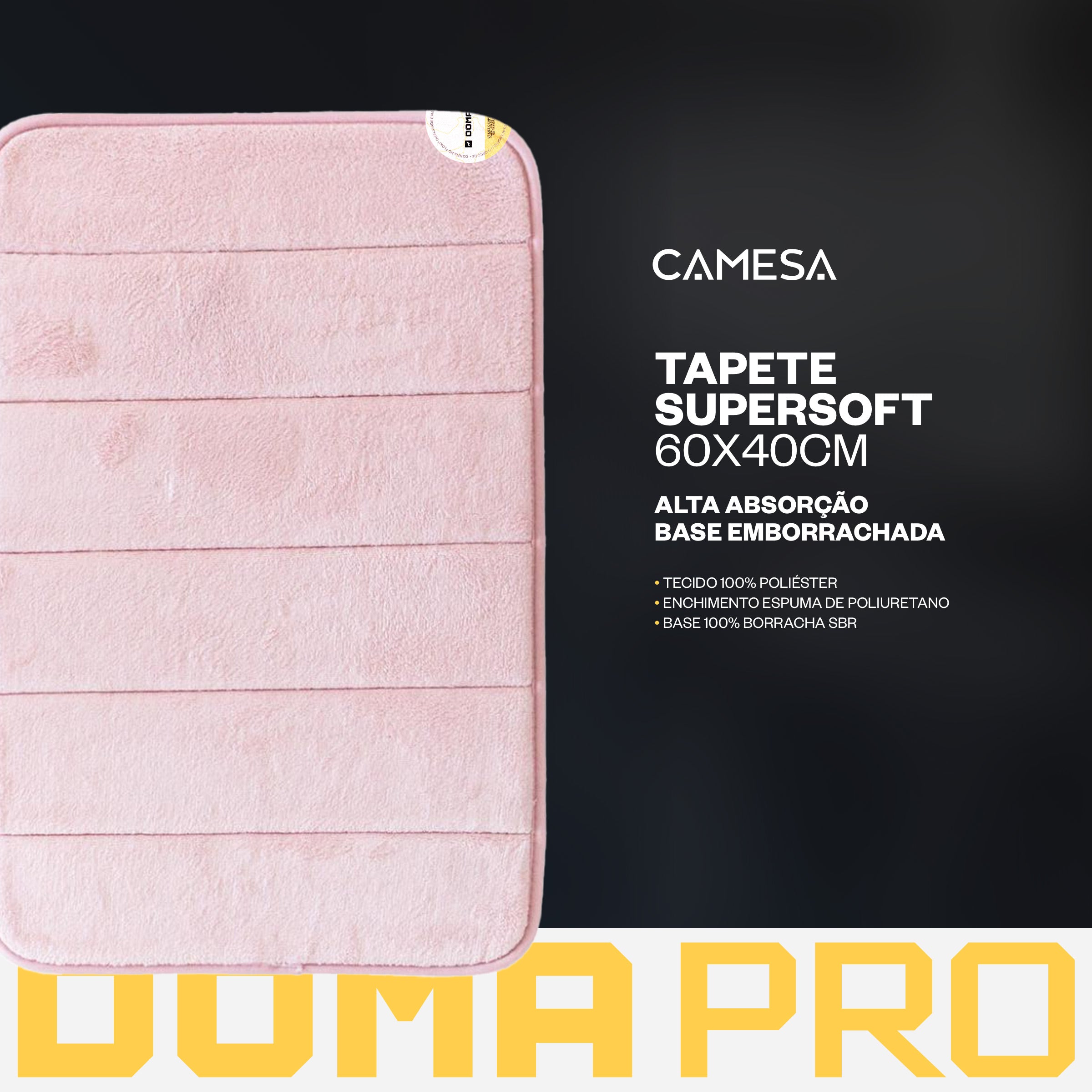 Tapete Supersoft Rose - Camesa - Banheiro Antiderrapante Super Absorvente 40x60cm
