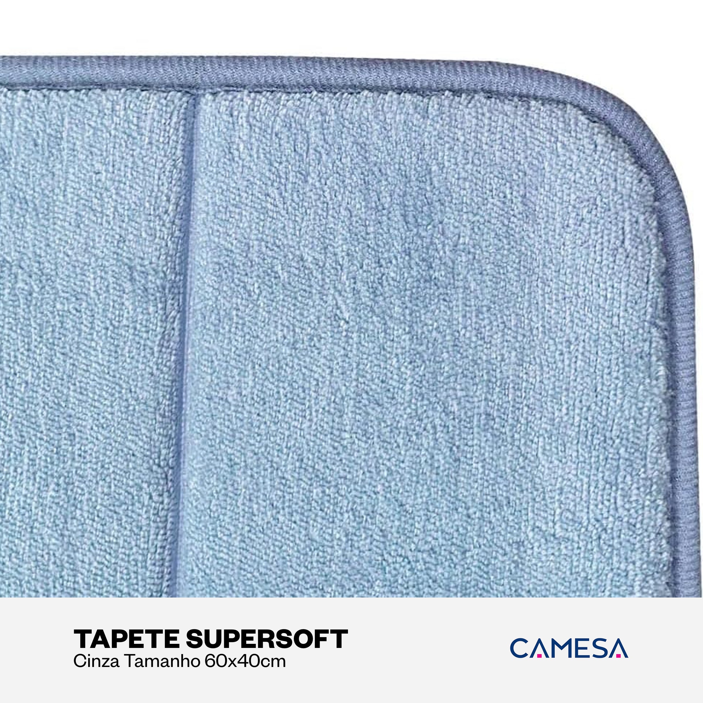 Tapete Supersoft Azul - Camesa - Banheiro Antiderrapante Super Absorvente 40x60cm