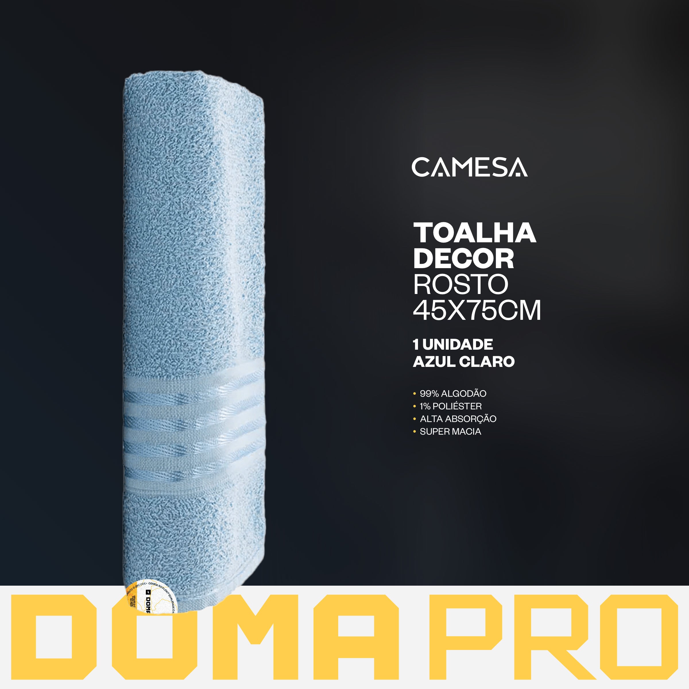 Toalha Decor De Rosto Azul 45x75cm Camesa Algodão Macia