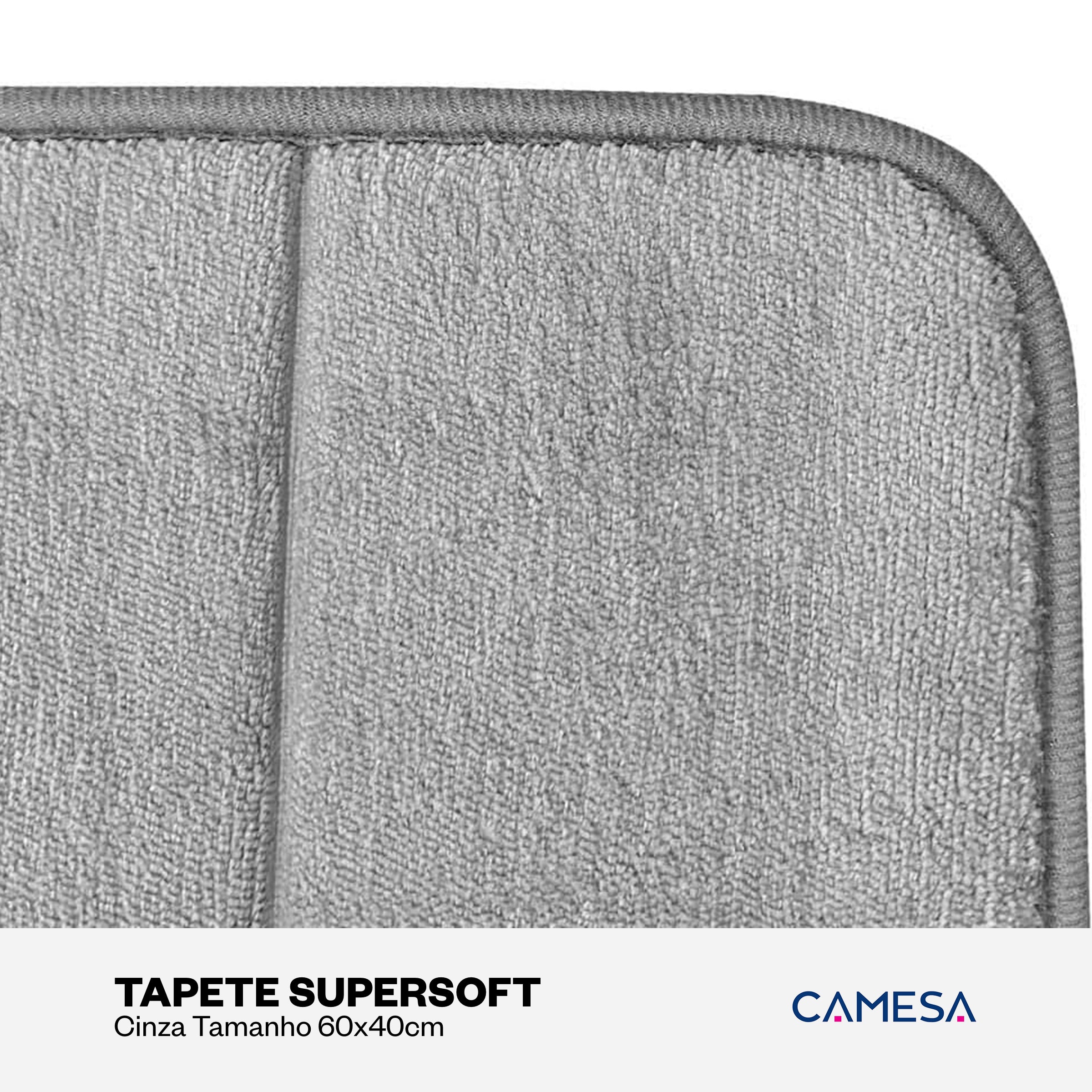 Tapete Supersoft Cinza - Camesa - Banheiro Antiderrapante Super Absorvente 40x60cm