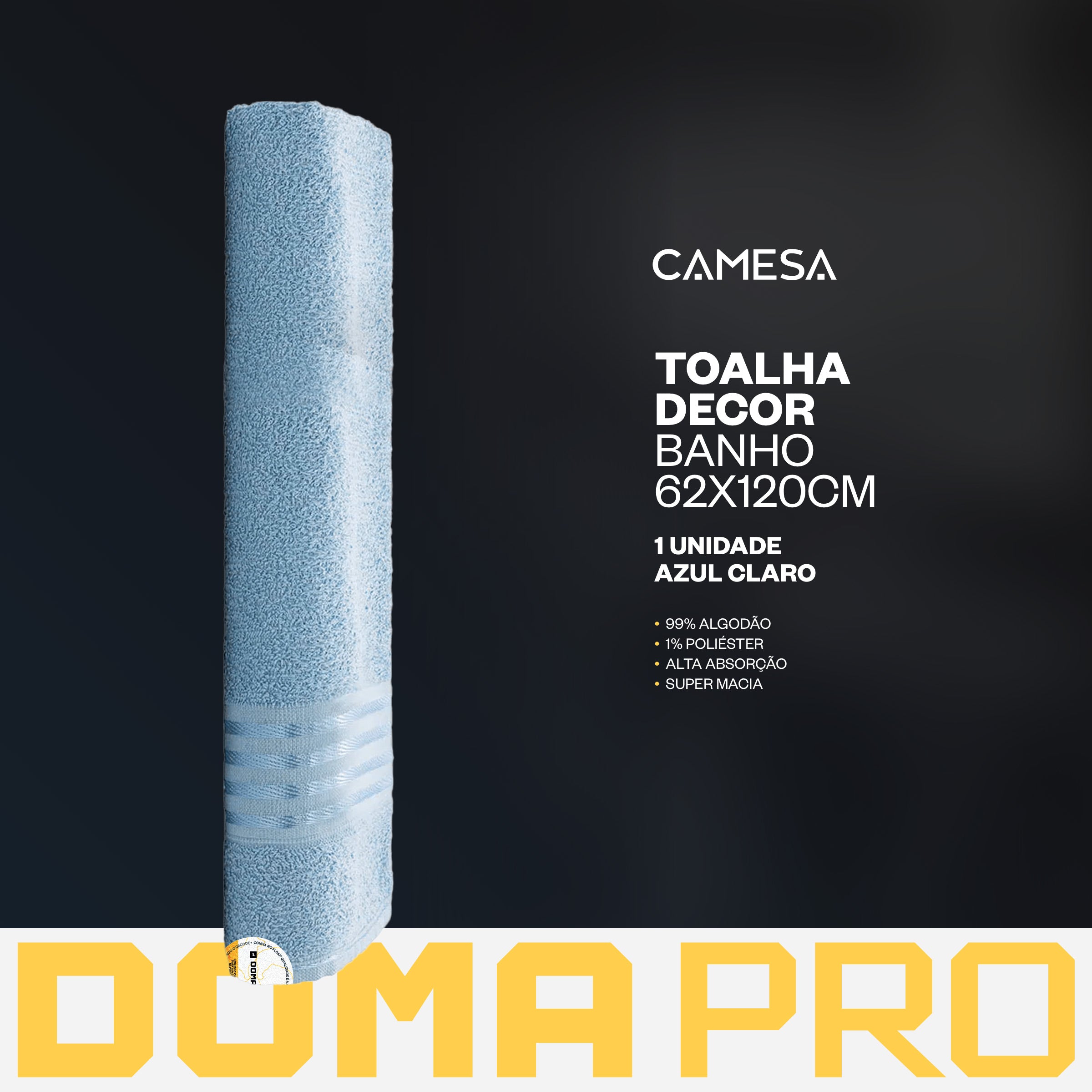 Toalha Decor De Banho Azul 62x120cm Camesa Algodão Macia