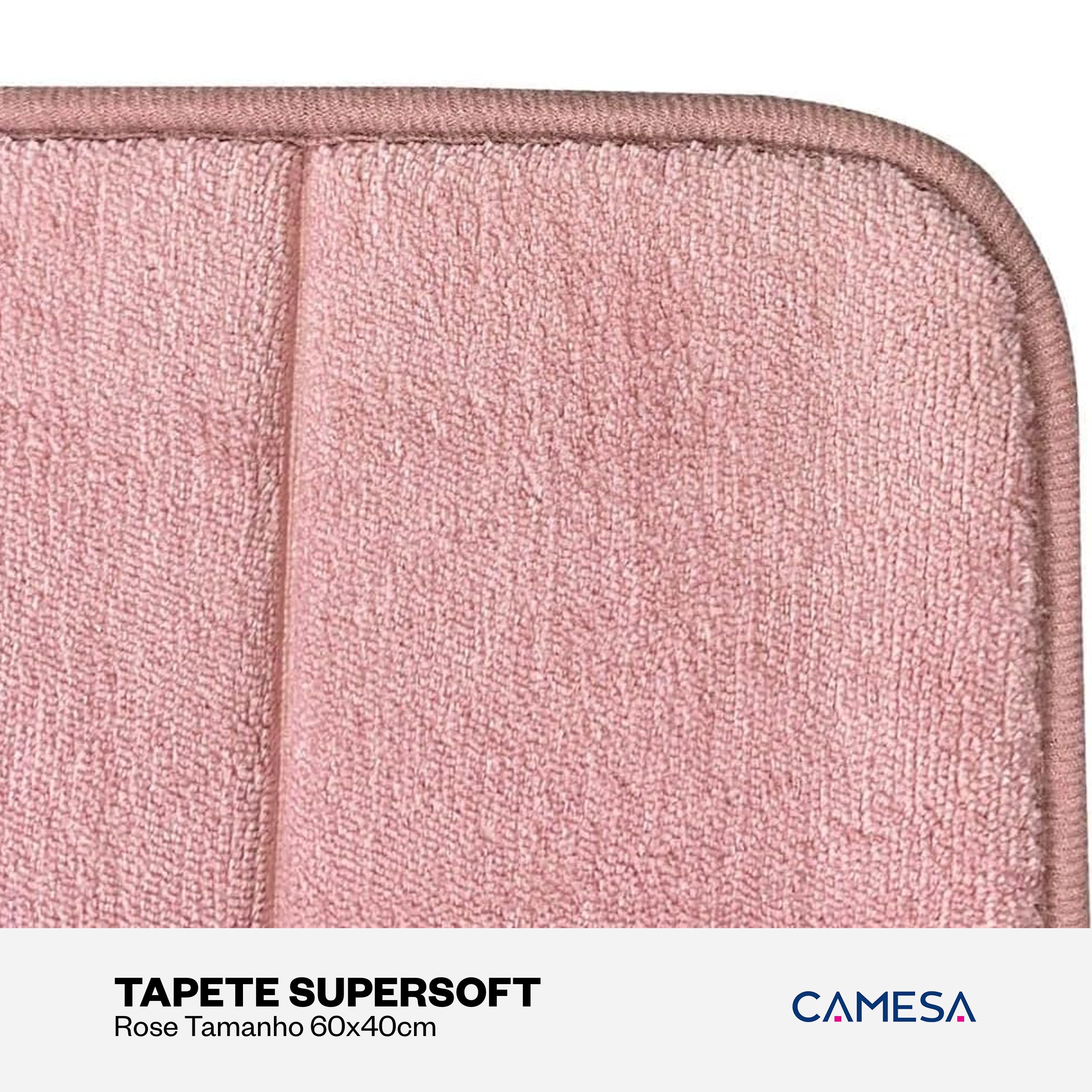 Tapete Supersoft Rose - Camesa - Banheiro Antiderrapante Super Absorvente 40x60cm