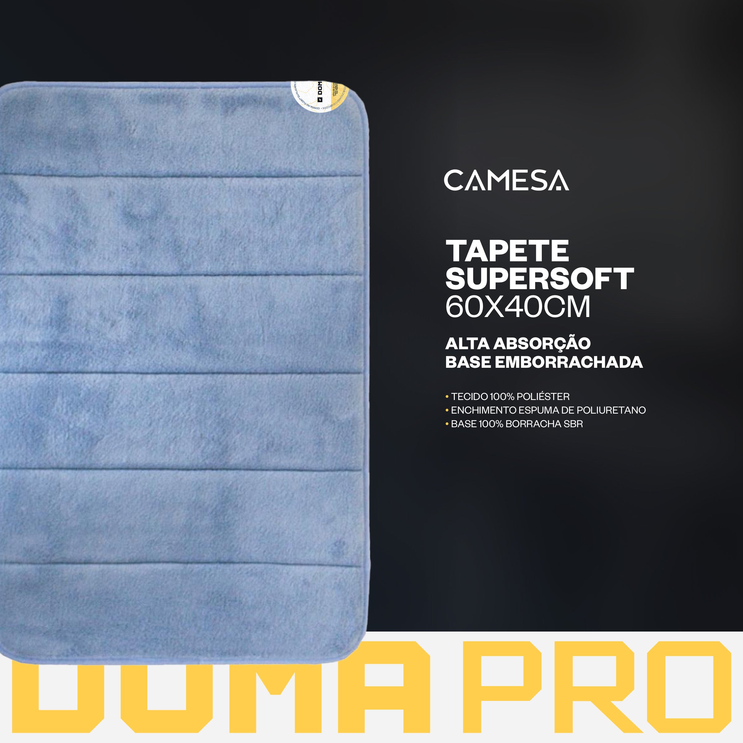 Tapete Supersoft Azul - Camesa - Banheiro Antiderrapante Super Absorvente 40x60cm