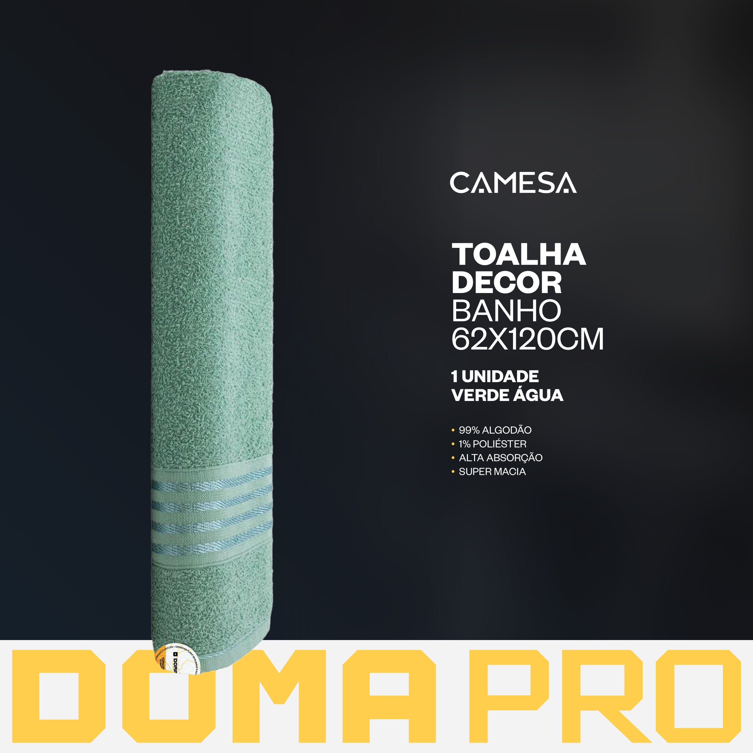 Toalha Decor De Banho Verde 62x120cm Camesa Algodão Macia