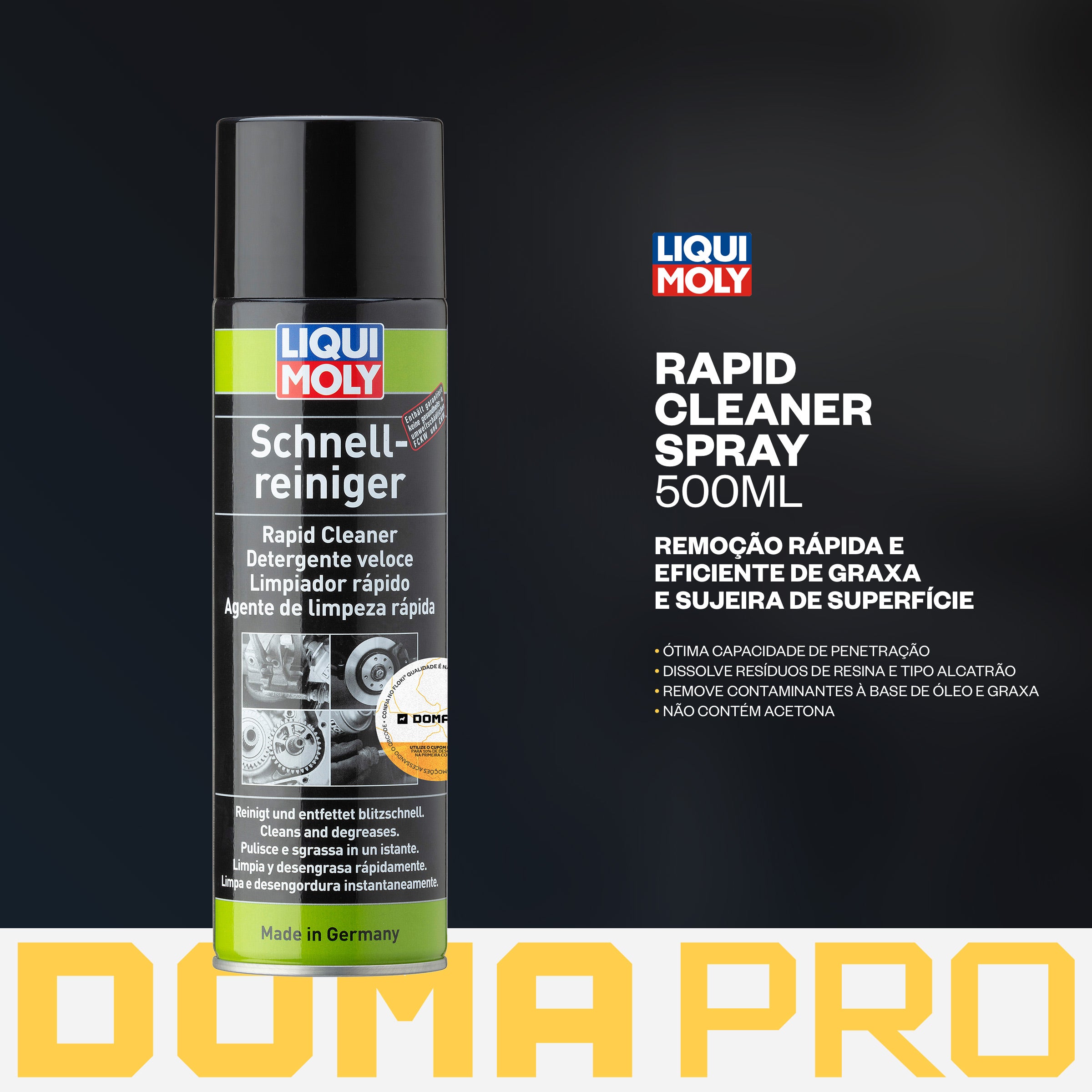 Rapid Cleaner Spray 500ml - Liqui Moly - Limpeza Universal e Desengordurante