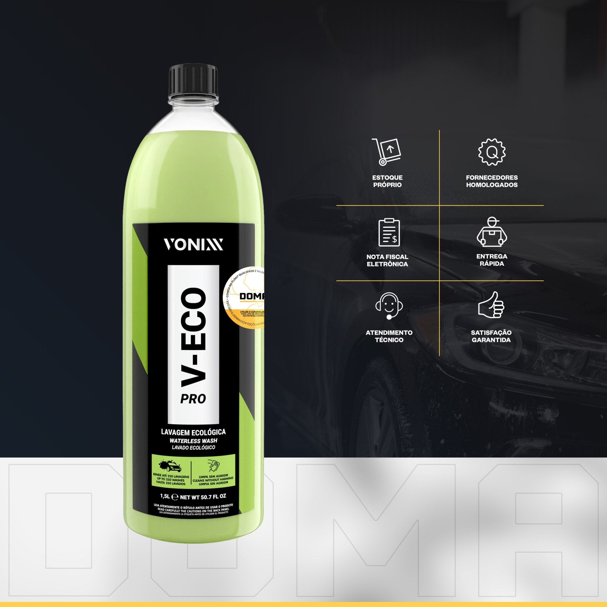 V - Eco Fast Vonixx Lavagem Carro Moto Ecológica A Seco 1,5L - DOMA