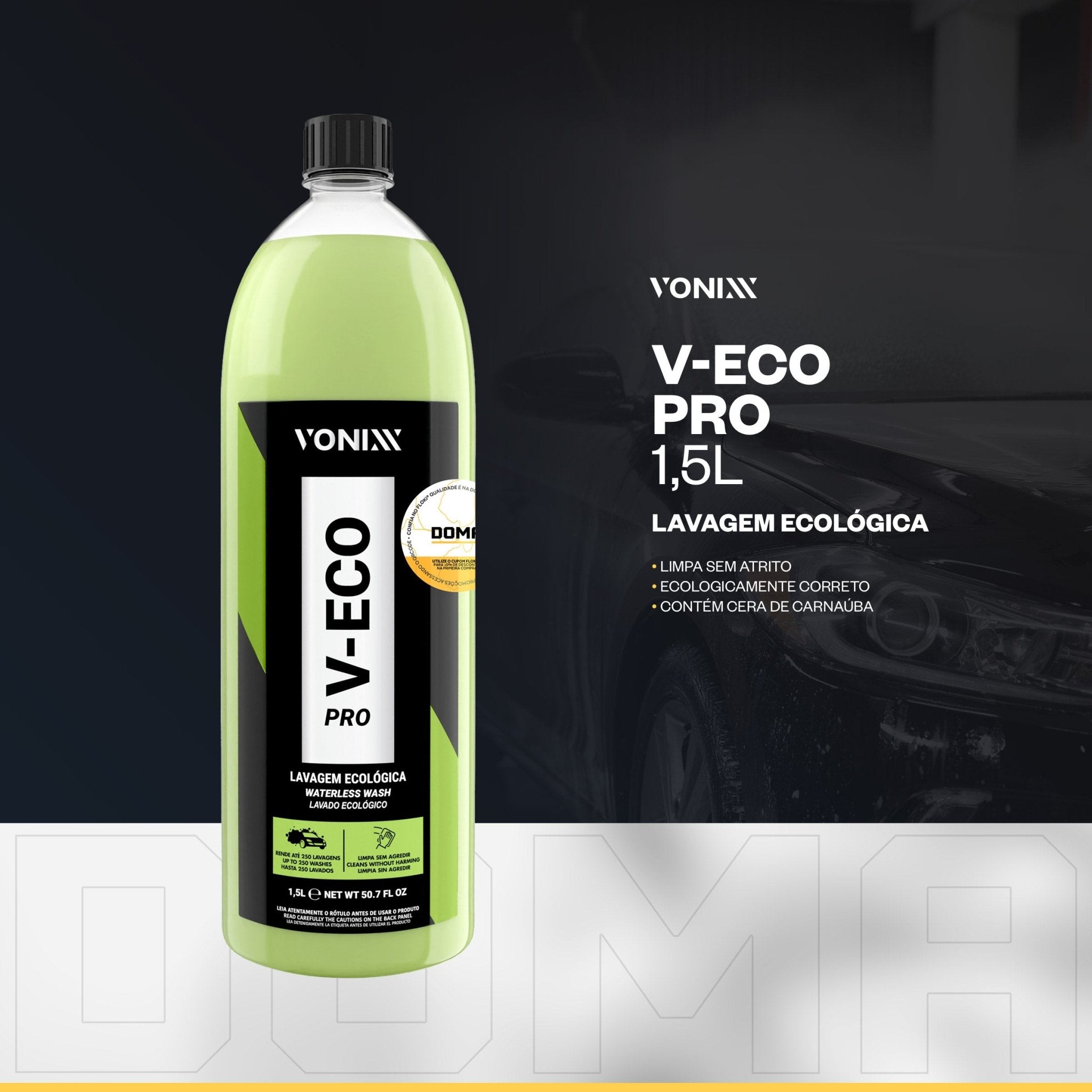 V - Eco Fast Vonixx Lavagem Carro Moto Ecológica A Seco 1,5L - DOMA