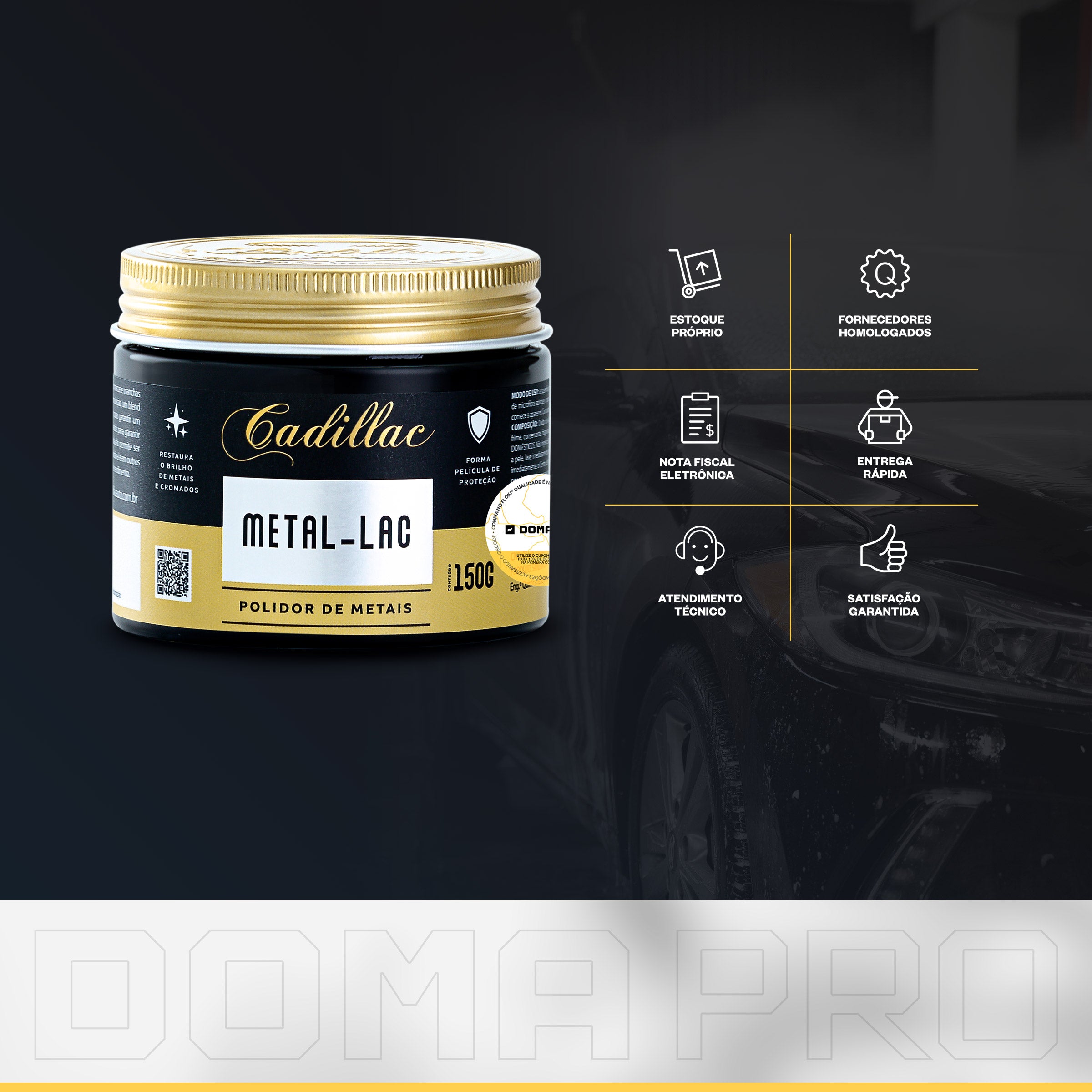 Metal-lac Cadillac Polidor De Metais Cromados 150g