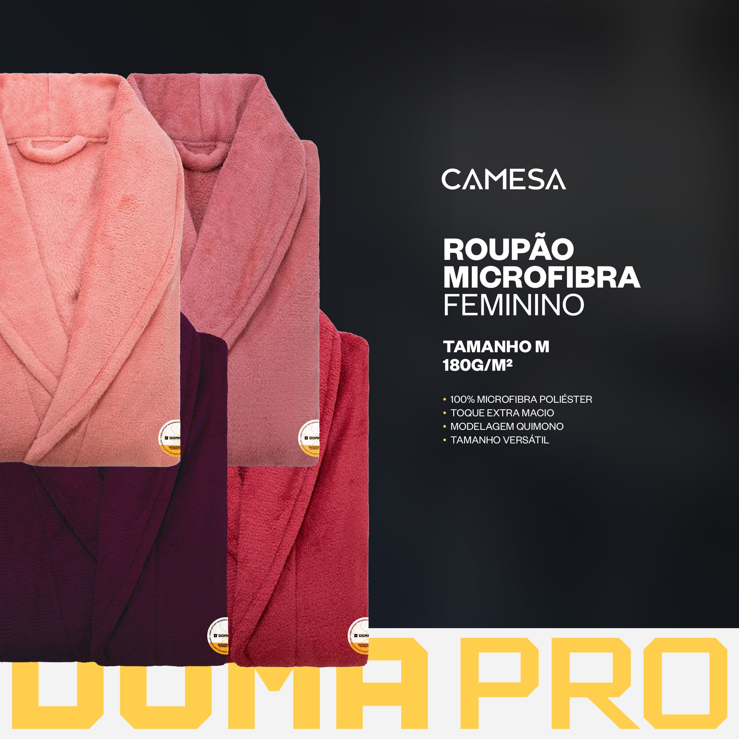 Roupão Microfibra Feminino Adulto M Camesa Extra Macio