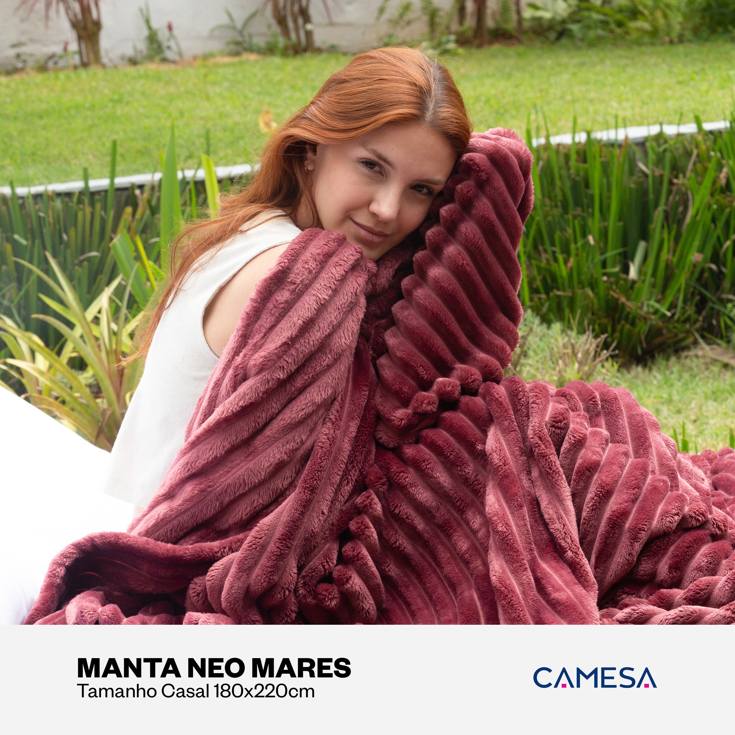 Manta Neo Mares Cinza Limestone Casal 180x220cm Camesa Tecido Macio Acabamento Canelado
