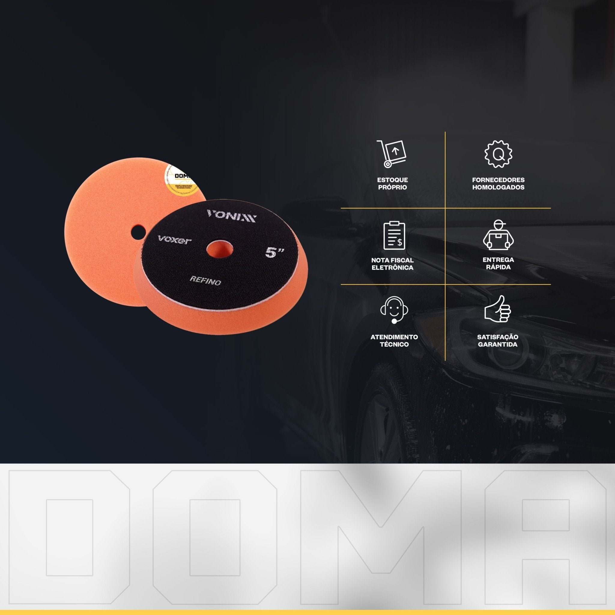 Boina Refino 5 Polegadas Vonixx Voxer Espuma Laranja - DOMA