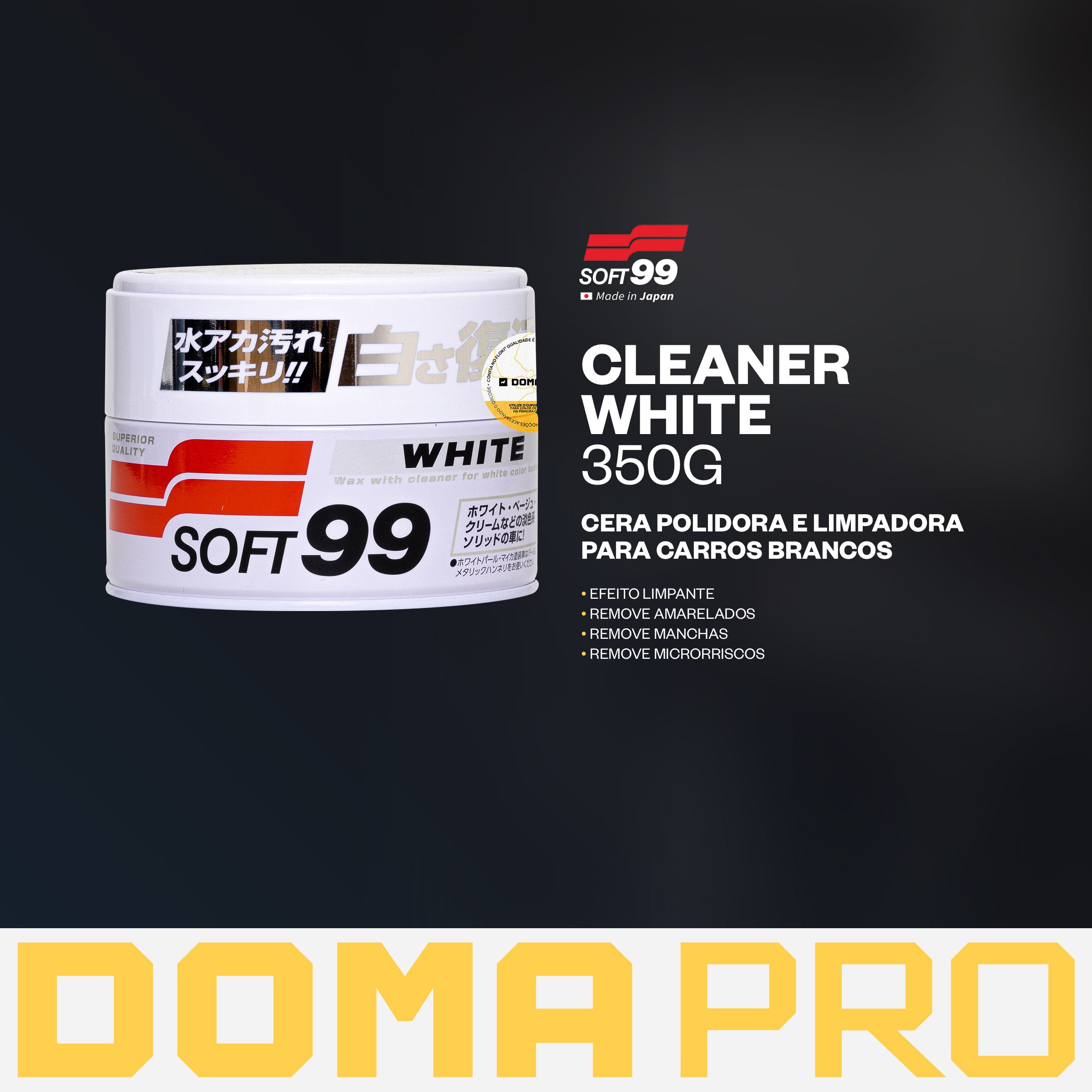 Cera Automotiva Limpeza e Proteção Carros Brancos - White Cleaner Wax 350g - Soft99