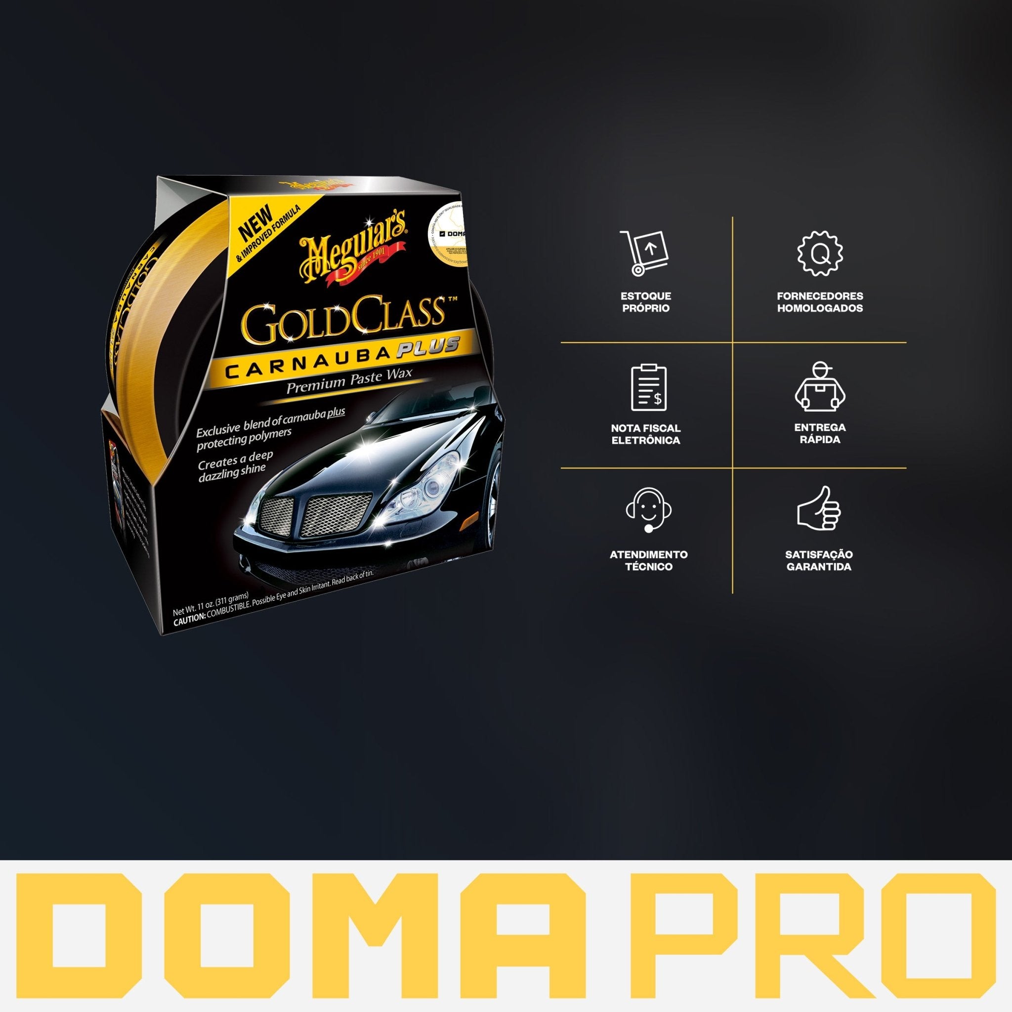 Cera de Carnaúba Automotiva - Gold Class Paste Car Wax 311g - Meguiar's - DOMA