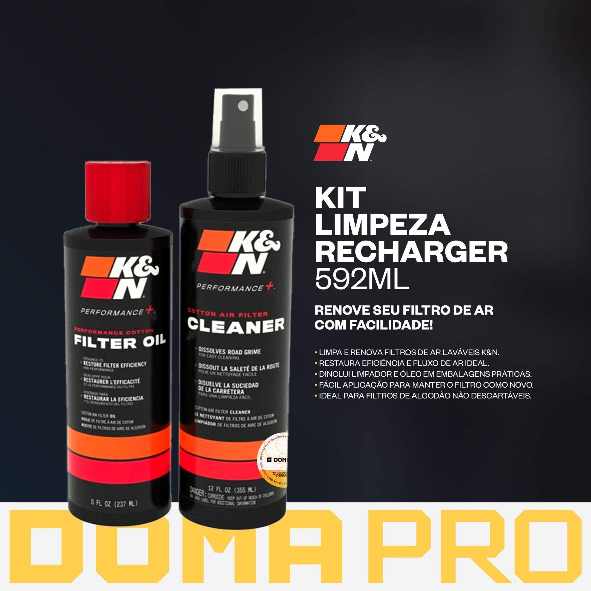 Kit Limpeza Filtro De Ar - Recharger Inbox Intake 99 - 5050 - K&N - DOMA