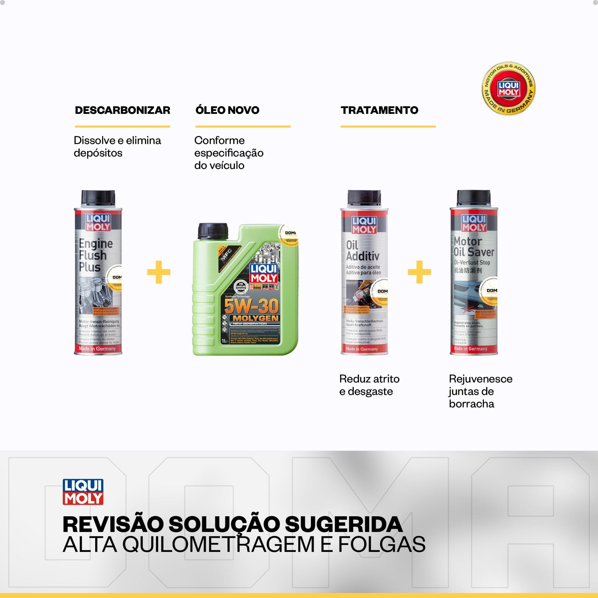 Liqui Moly Alta Quilometragem e Folgas 5W - 30 4L Aditivos - DOMA