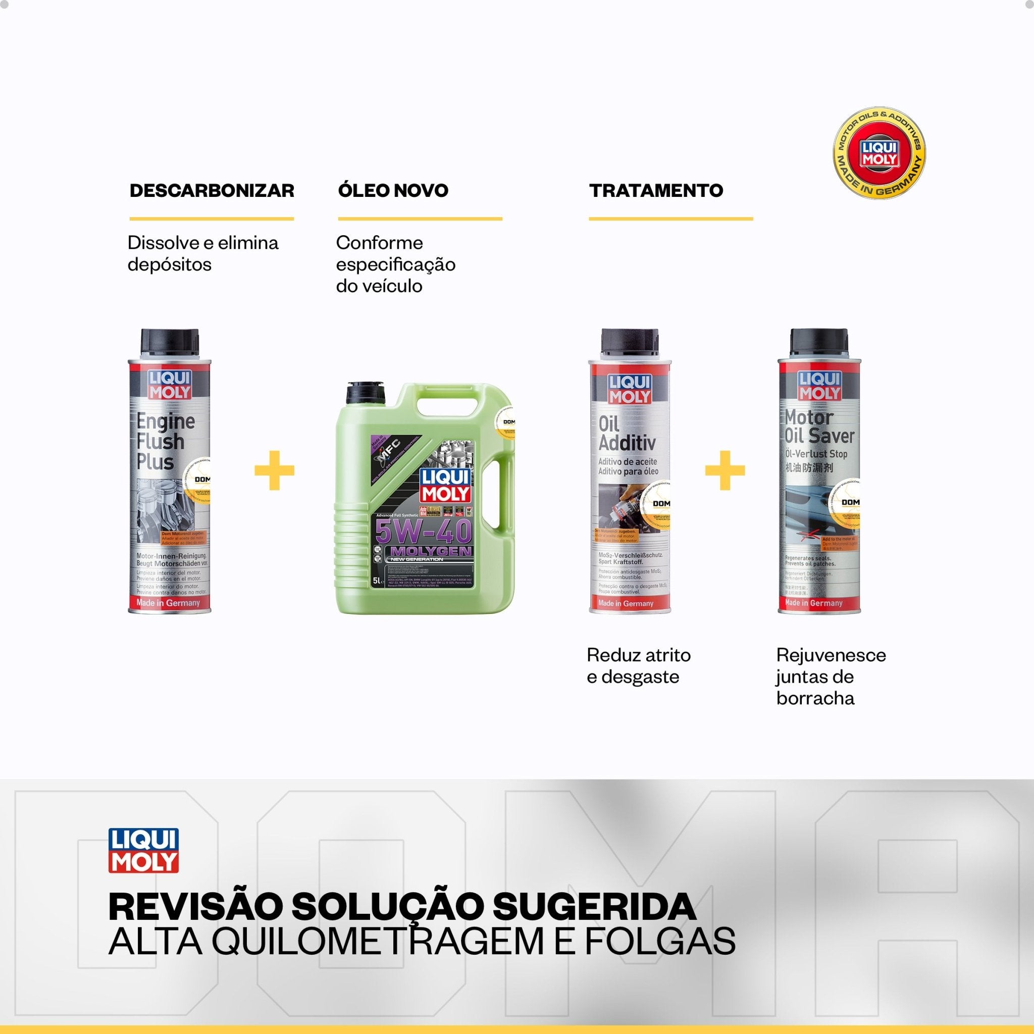 Liqui Moly Alta Quilometragem e Folgas 5W - 40 5L Aditivos - DOMA