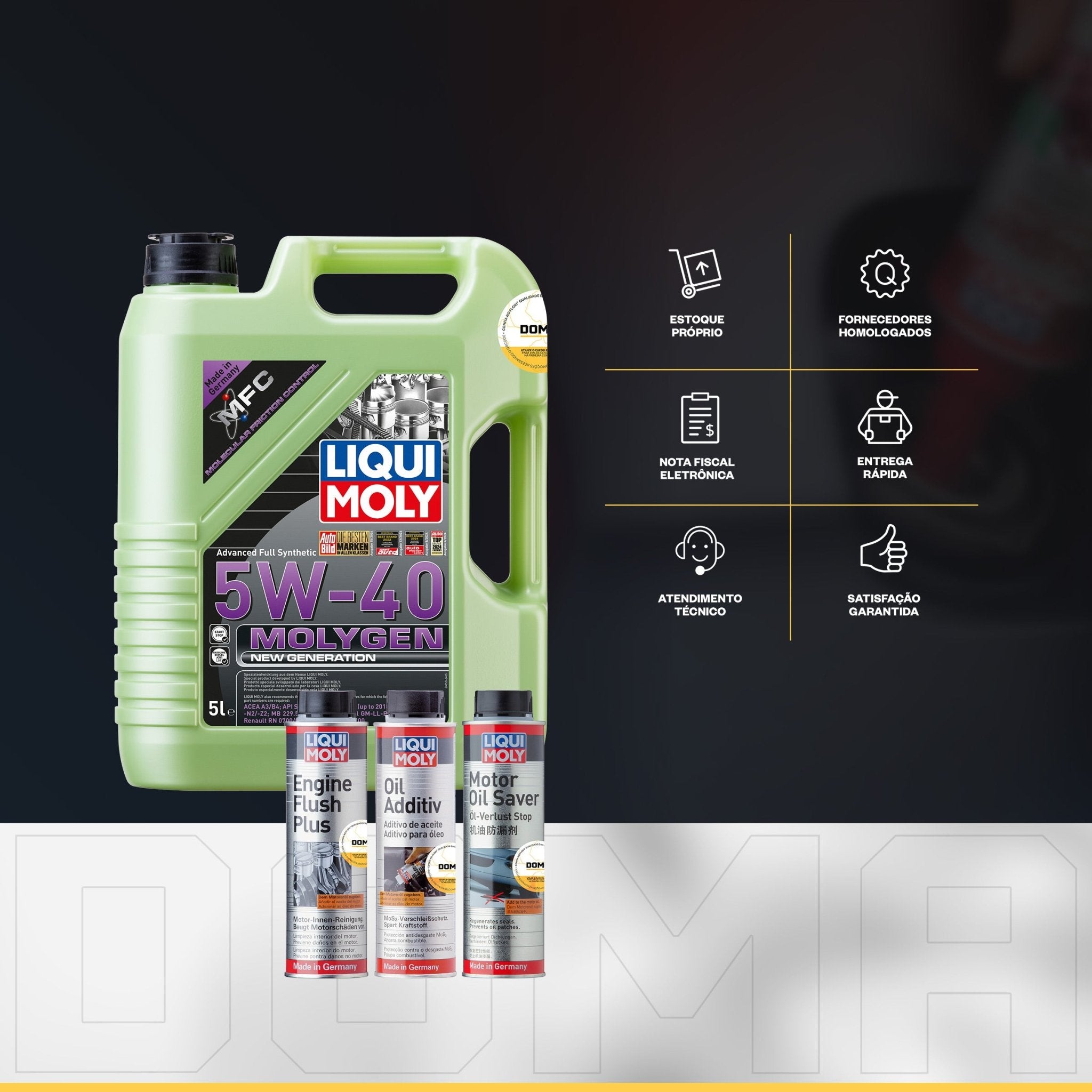 Liqui Moly Alta Quilometragem e Folgas 5W - 40 5L Aditivos - DOMA