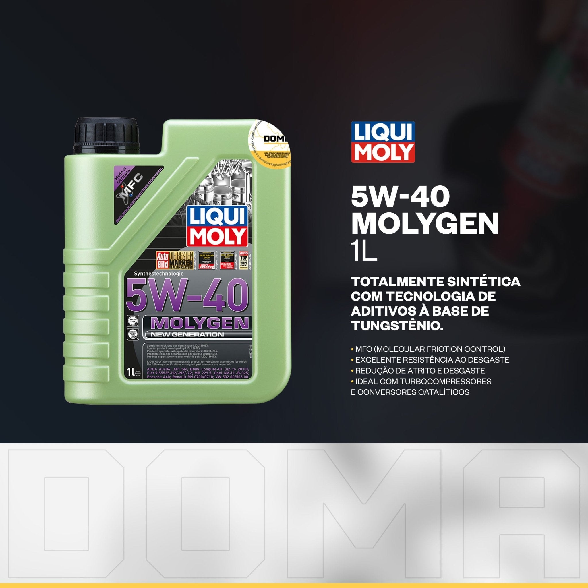 Liqui Moly Consumo de Óleo Molygen 5W - 40 4L Aditivos - DOMA