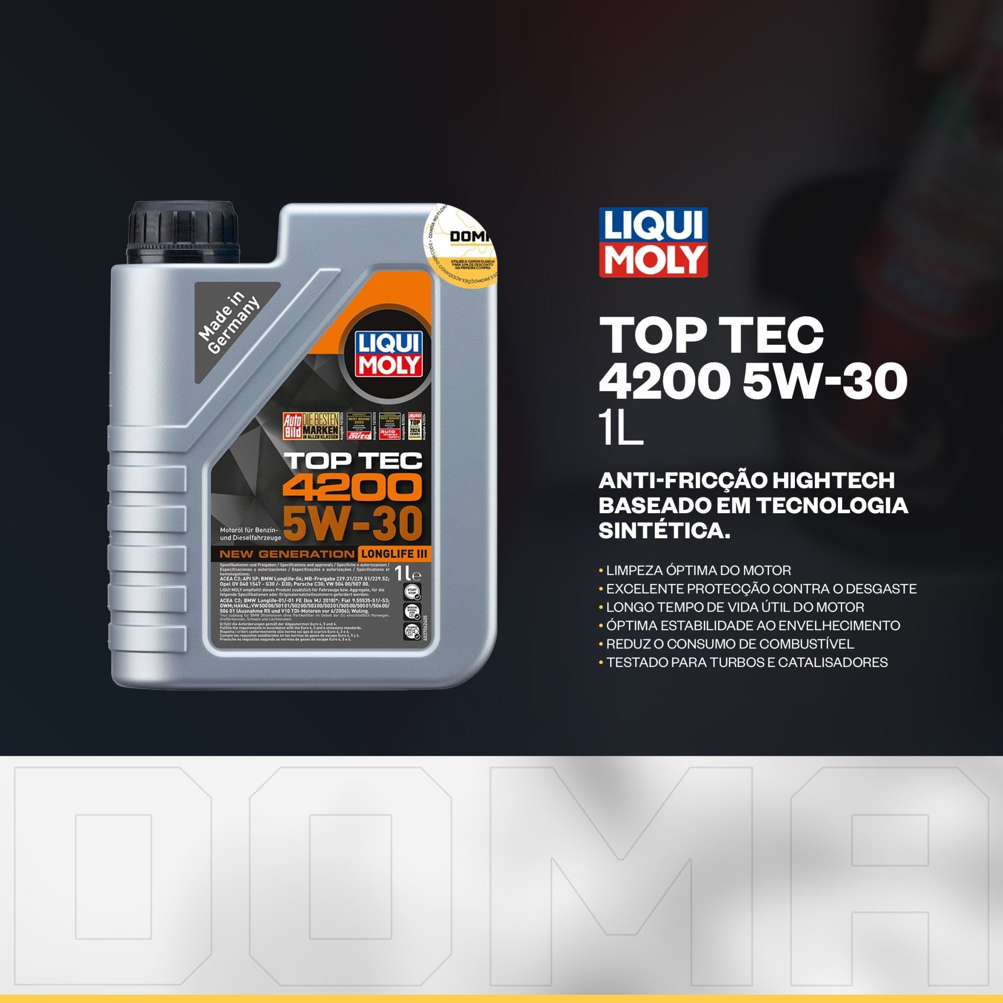 Liqui Moly Consumo de Óleo Top Tec 4200 5W - 30 4L Aditivos - DOMA