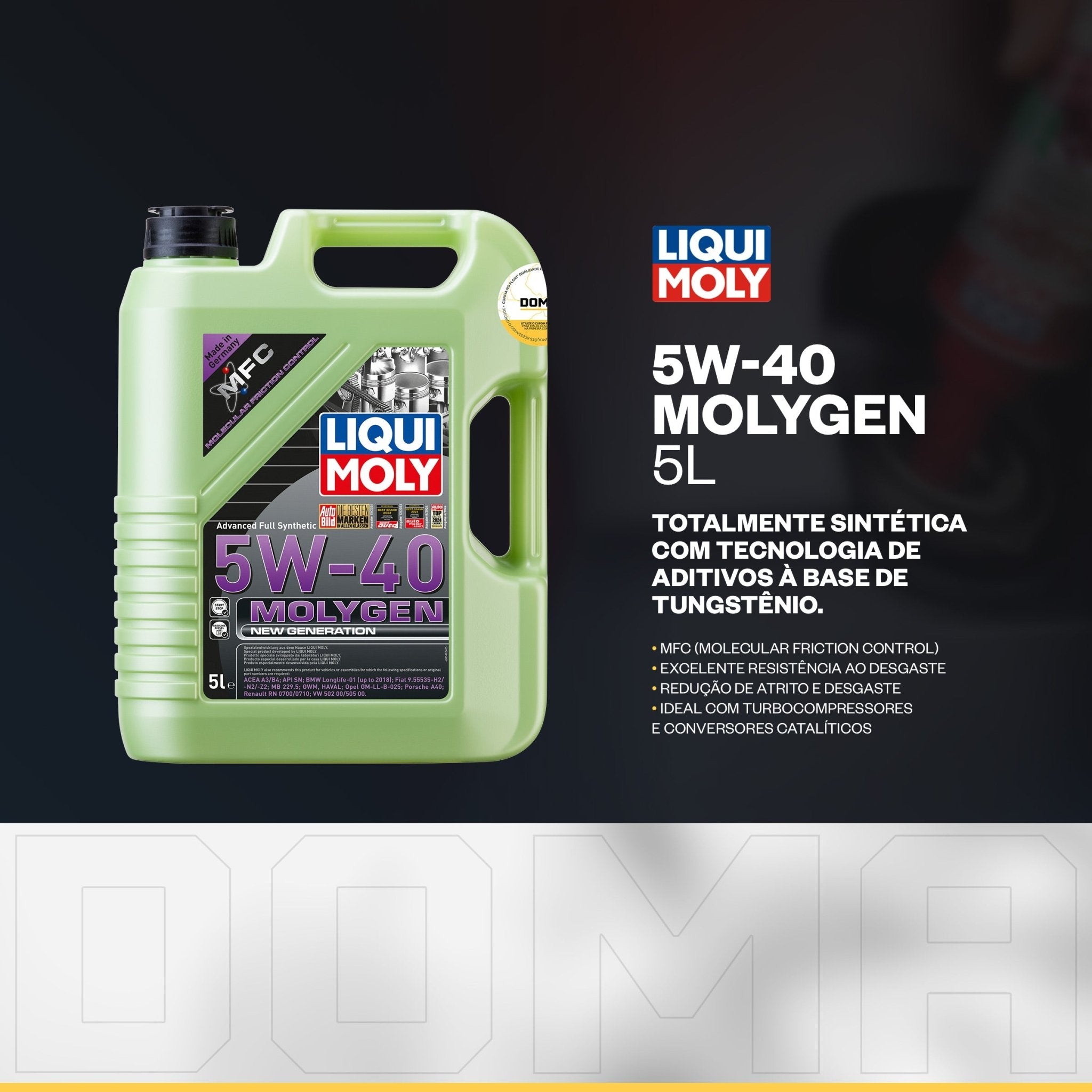 Liqui Moly Descarbonização Molygen 5W - 40 5L Aditivos - DOMA