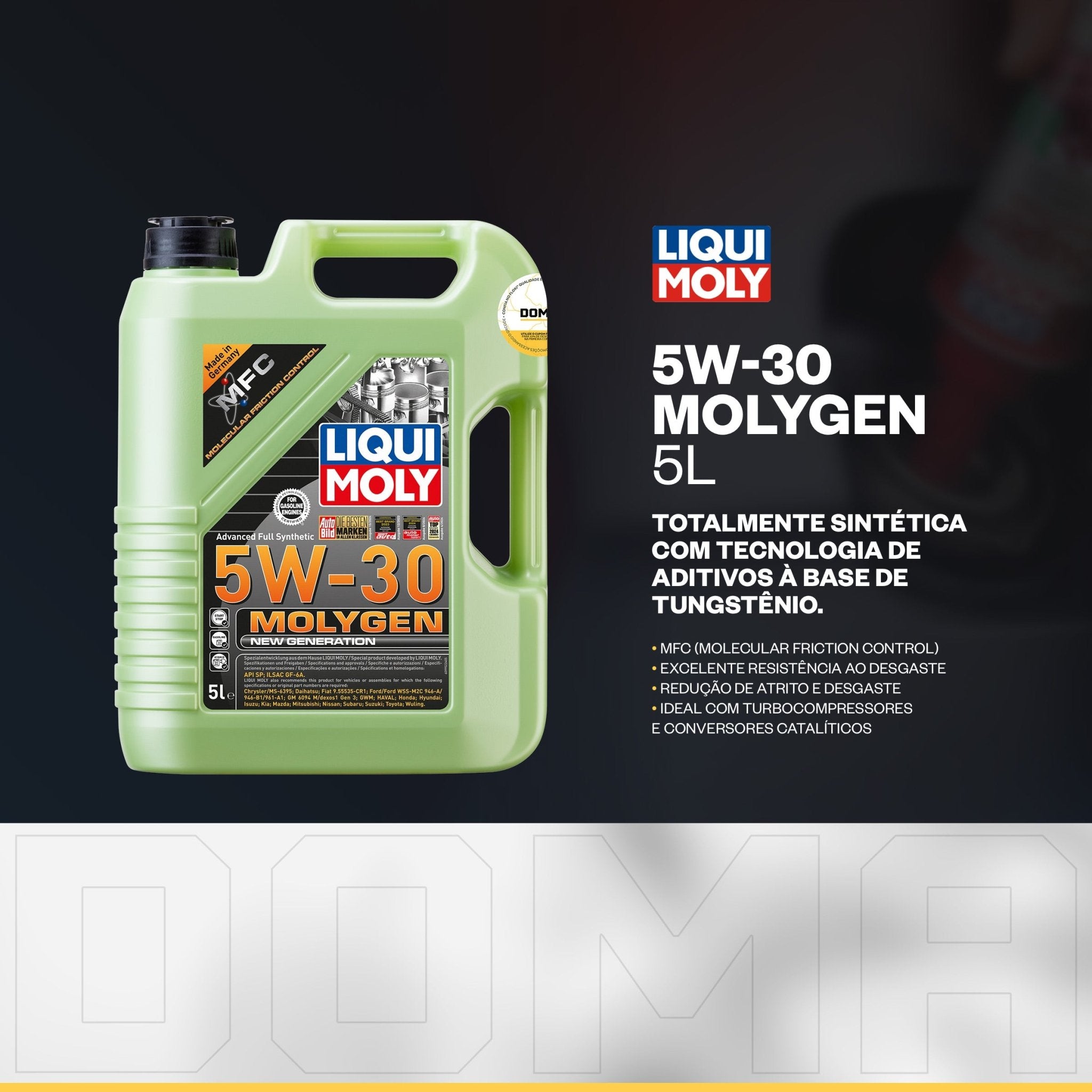 Liqui Moly Ruído em Baixa Molygen 5W - 30 5L Aditivos - DOMA