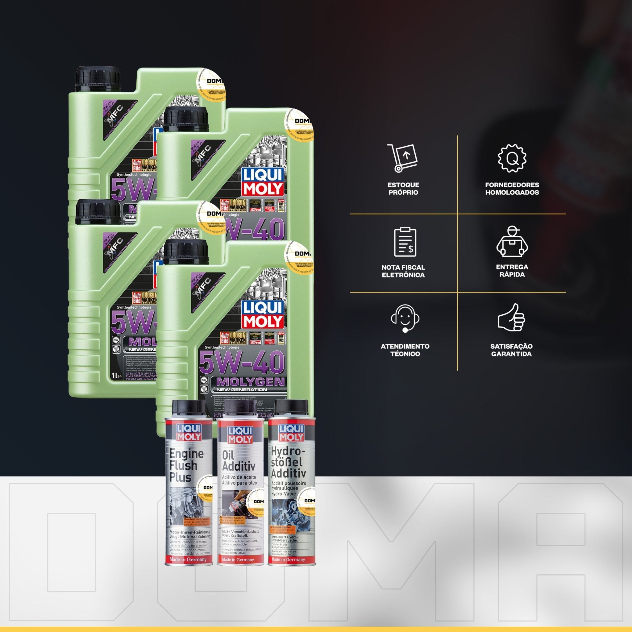 Liqui Moly Ruído em Baixa Molygen 5W - 40 4L Aditivos - DOMA