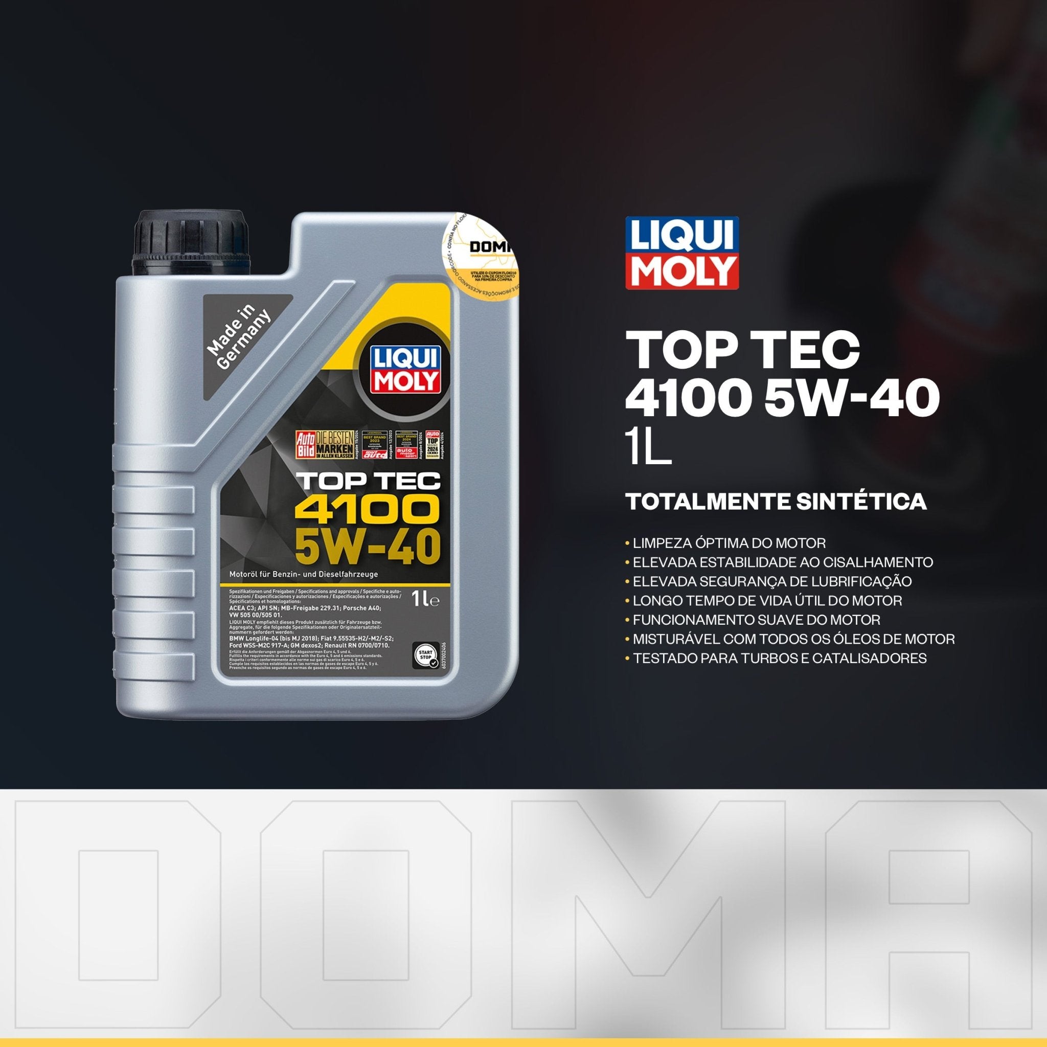 Liqui Moly Ruído em Baixa Top Tec 4100 5W - 40 4L Aditivos - DOMA