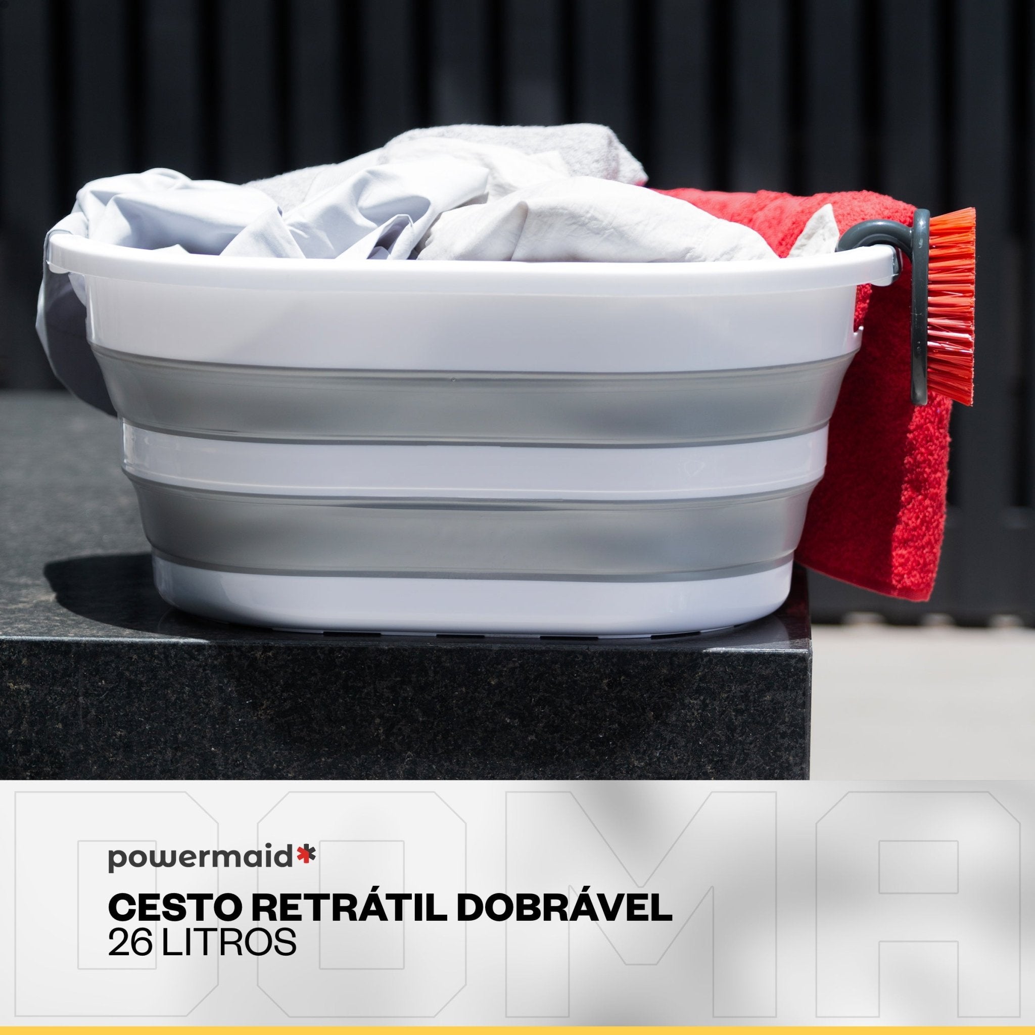 Powermaid Cesto Retrátil Dobrável Silicone c Alça 26L - DOMA