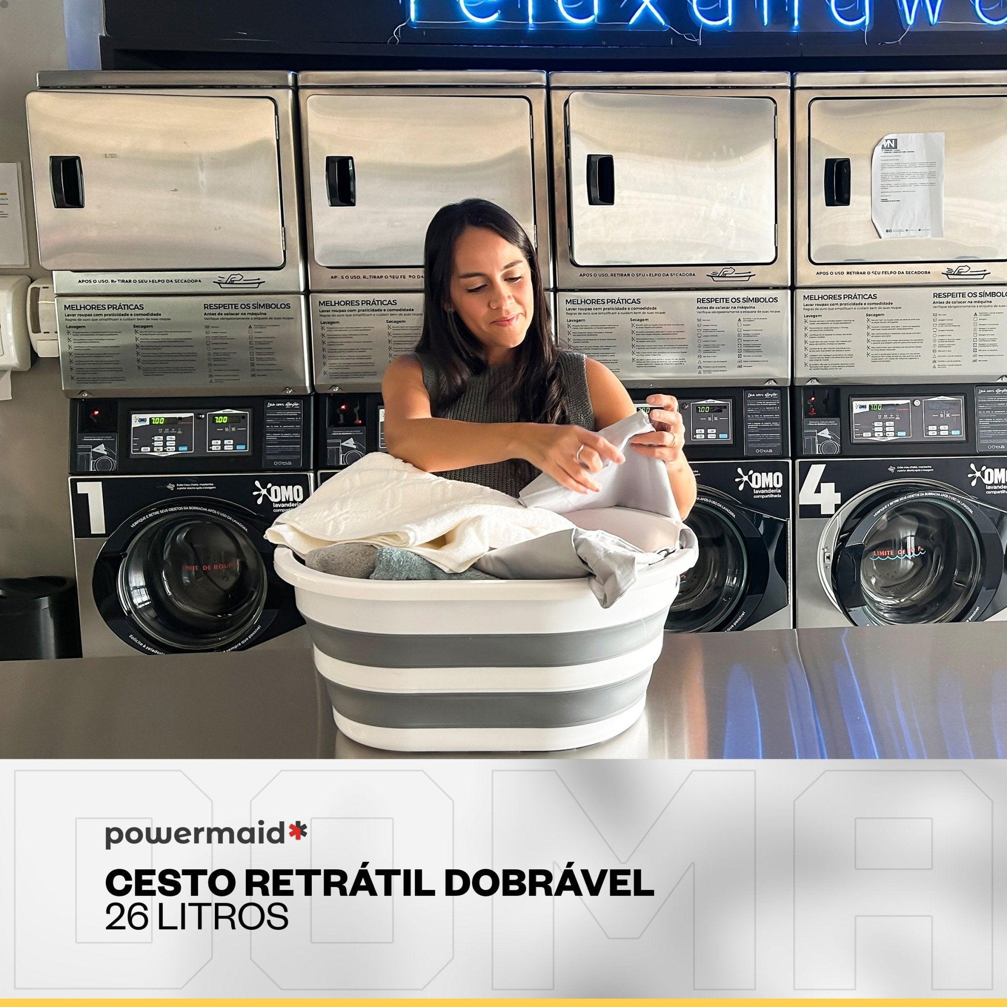 Powermaid Cesto Retrátil Dobrável Silicone c Alça 26L - DOMA