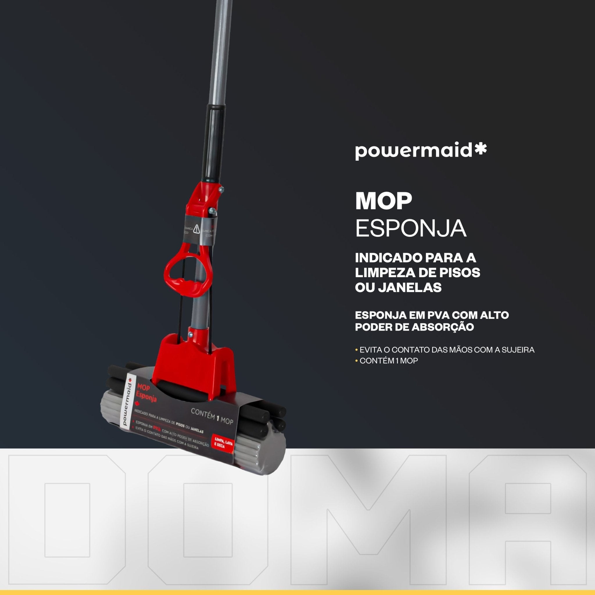 Powermaid Mop Esponja Pva Rodo Mágico Esfregão Para Limpeza - DOMA