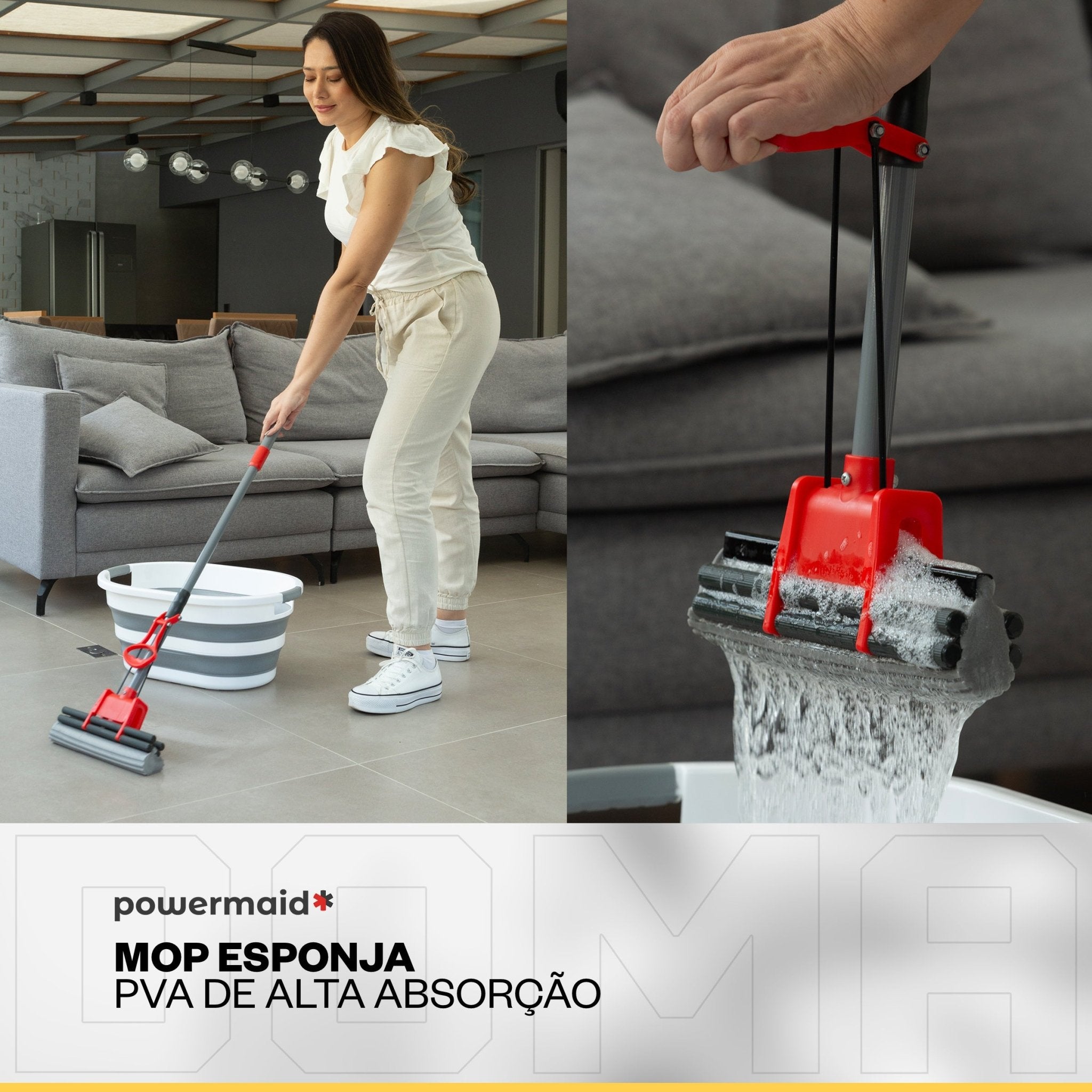 Powermaid Mop Esponja Pva Rodo Mágico Esfregão Para Limpeza - DOMA