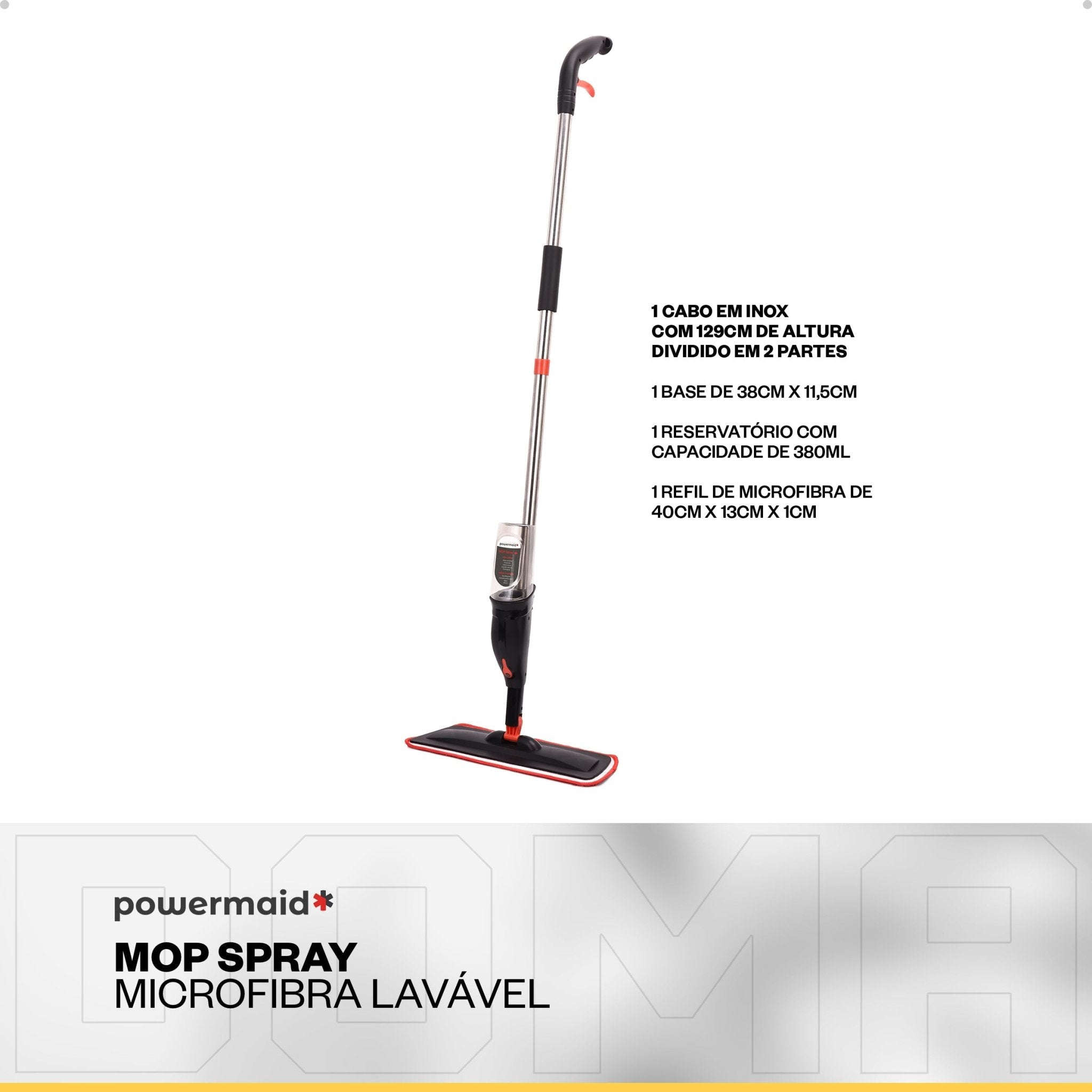 Powermaid Mop Spray Com Reservatório Borrifa Limpa Seca - DOMA