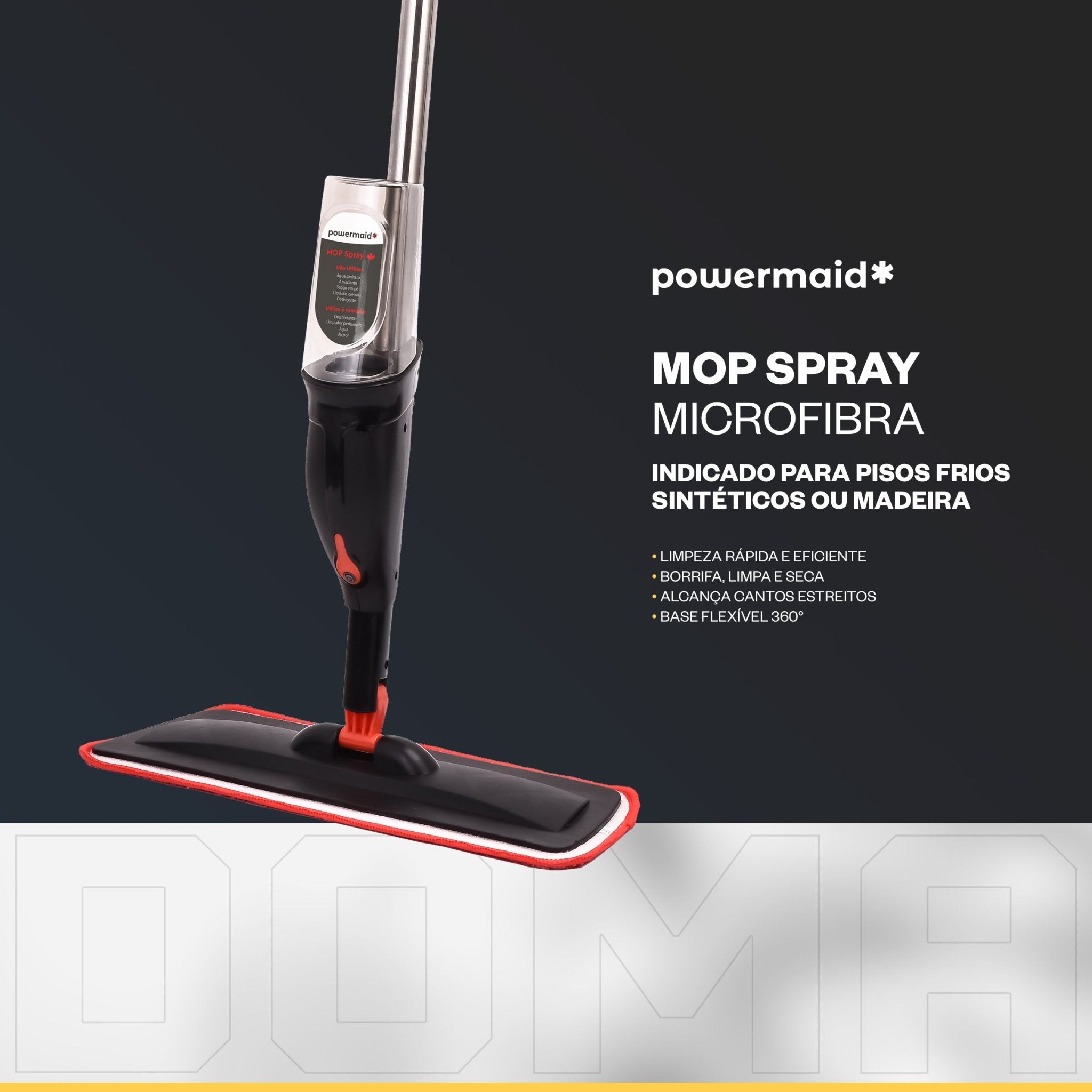 Powermaid Mop Spray Com Reservatório Borrifa Limpa Seca - DOMA