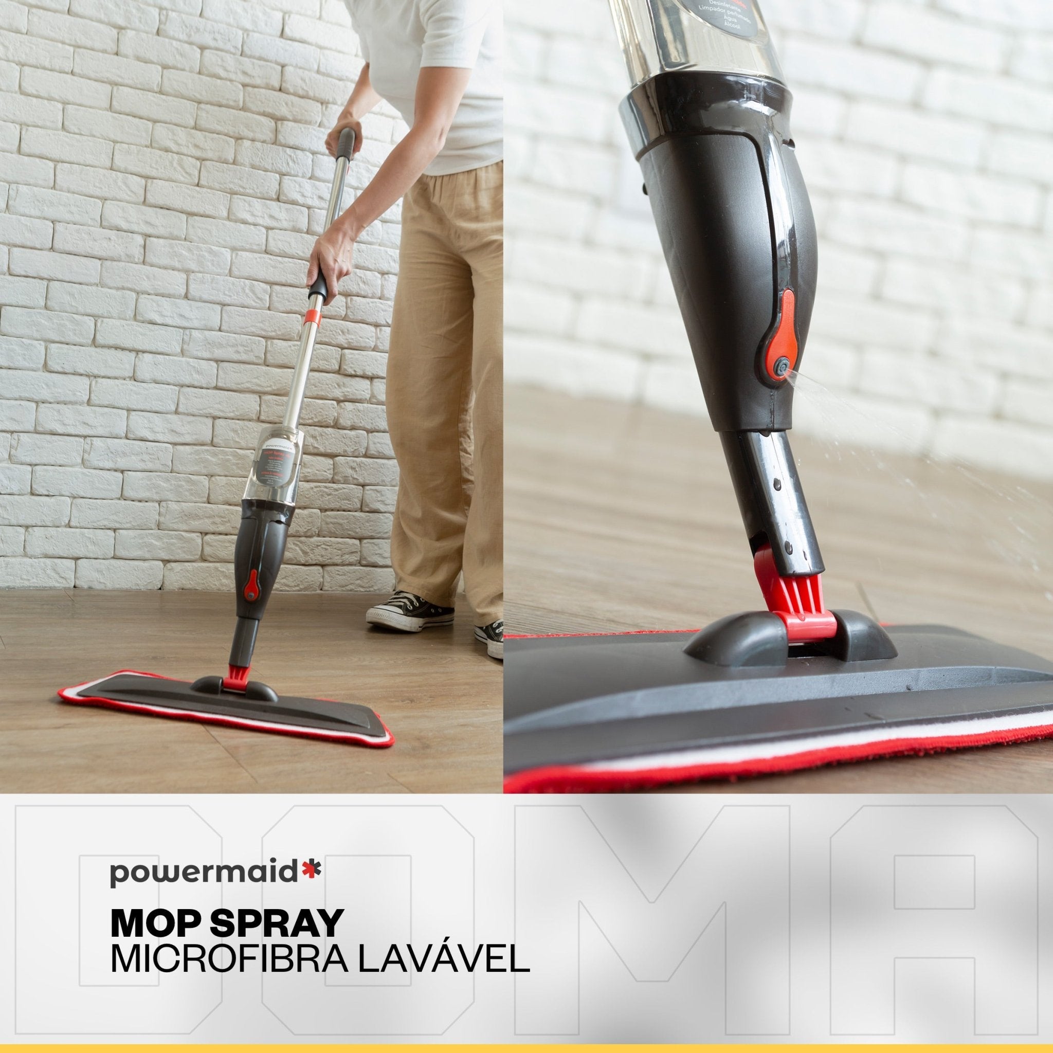 Powermaid Mop Spray Com Reservatório Borrifa Limpa Seca - DOMA