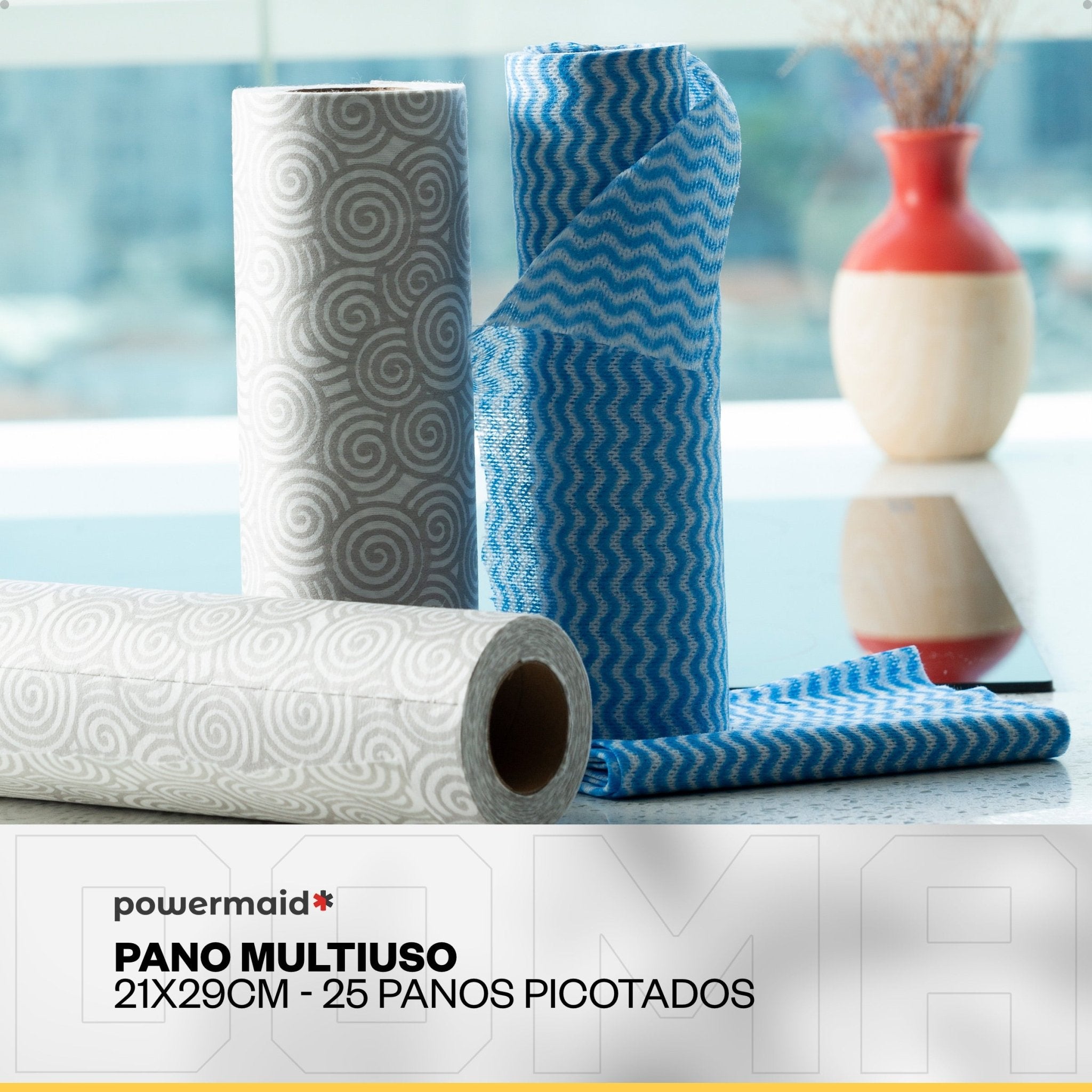 Powermaid Panos Multiuso Tipo Perfex Limpeza Azul Rolo 25 Un - DOMA