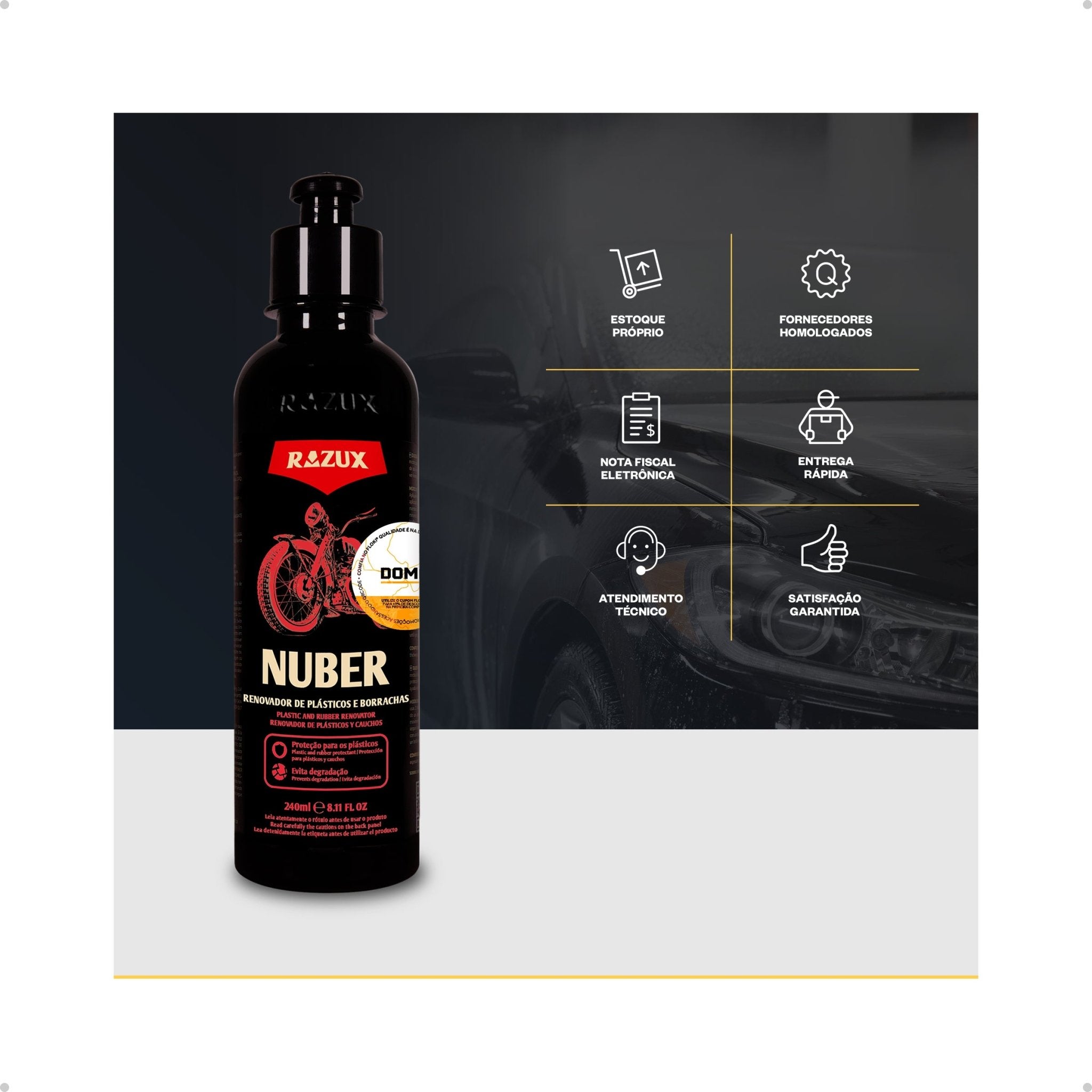 Razux Nuber Revitalizador De Plásticos Para Motos 240ml - DOMA