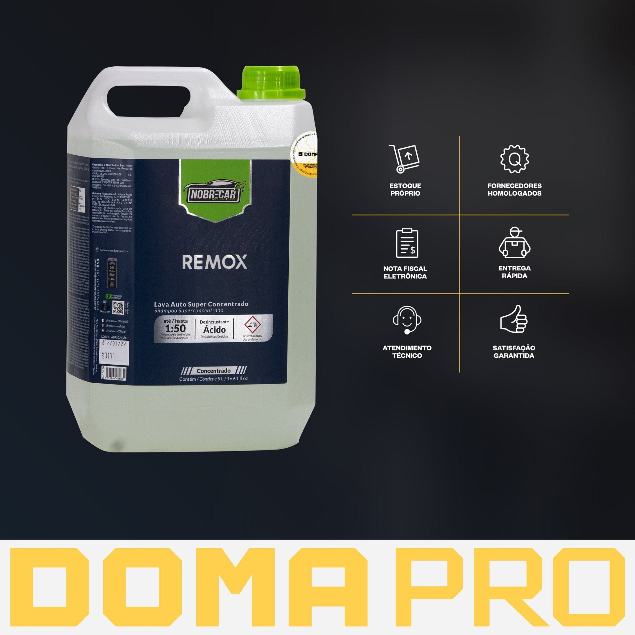 Removedor De Concreto e Desincrustante Poderoso - Remox 5L - Nobrecar - DOMA