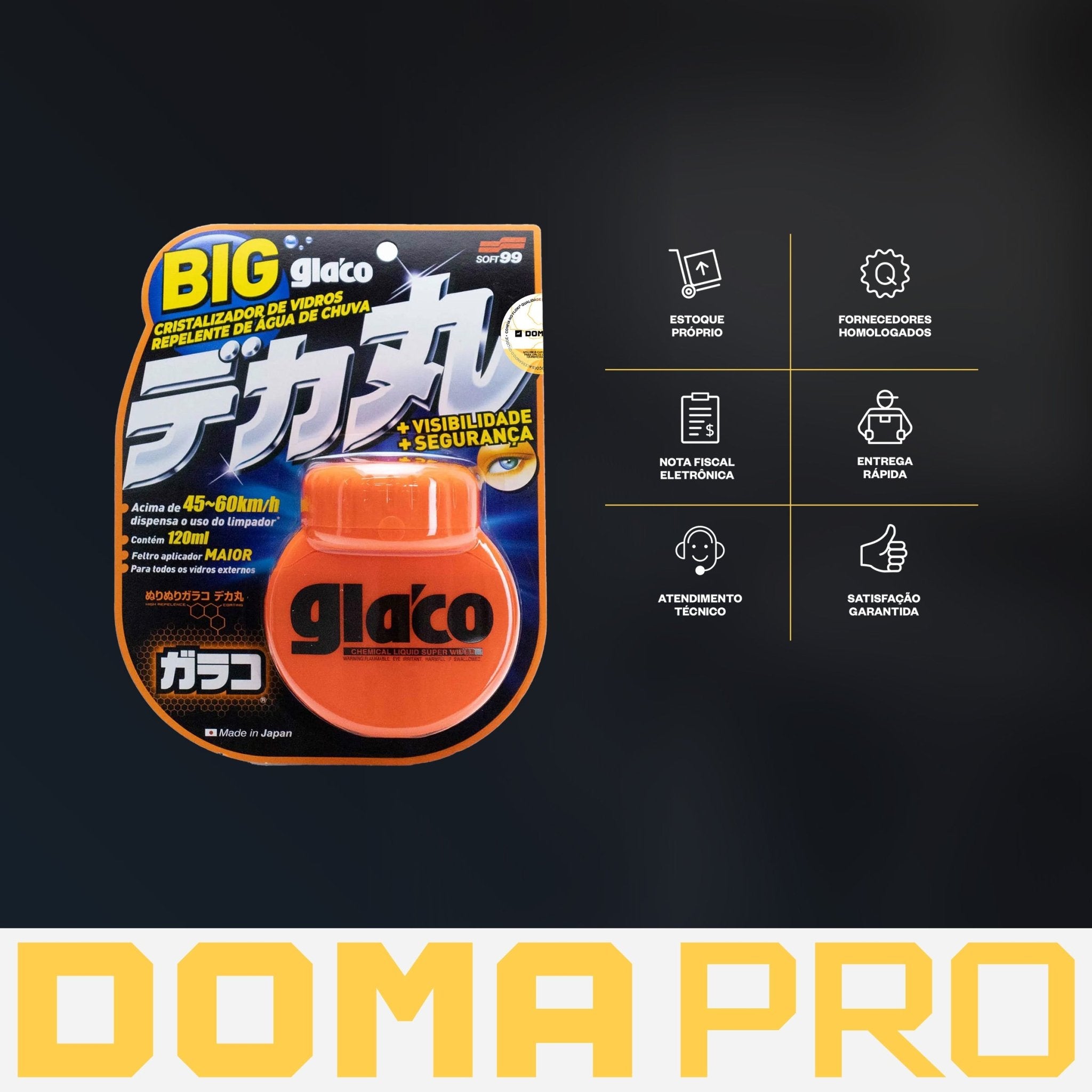 Repelente de Água para Parabrisa - Glaco Big 120ml - Soft99 - DOMA