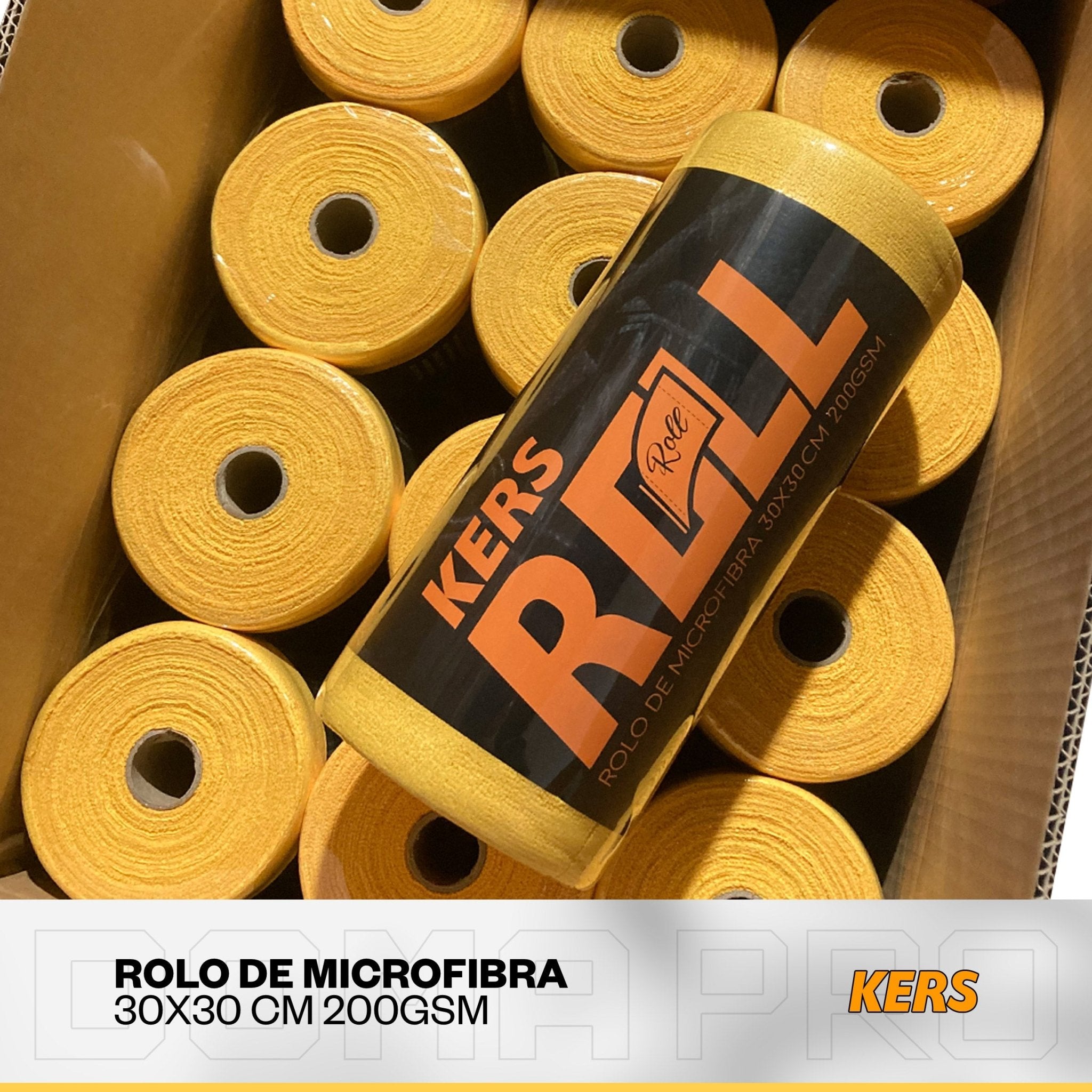 Rolo Toalha De Microfibra Amarela Kers 30x30 200gsm (50un) - DOMA