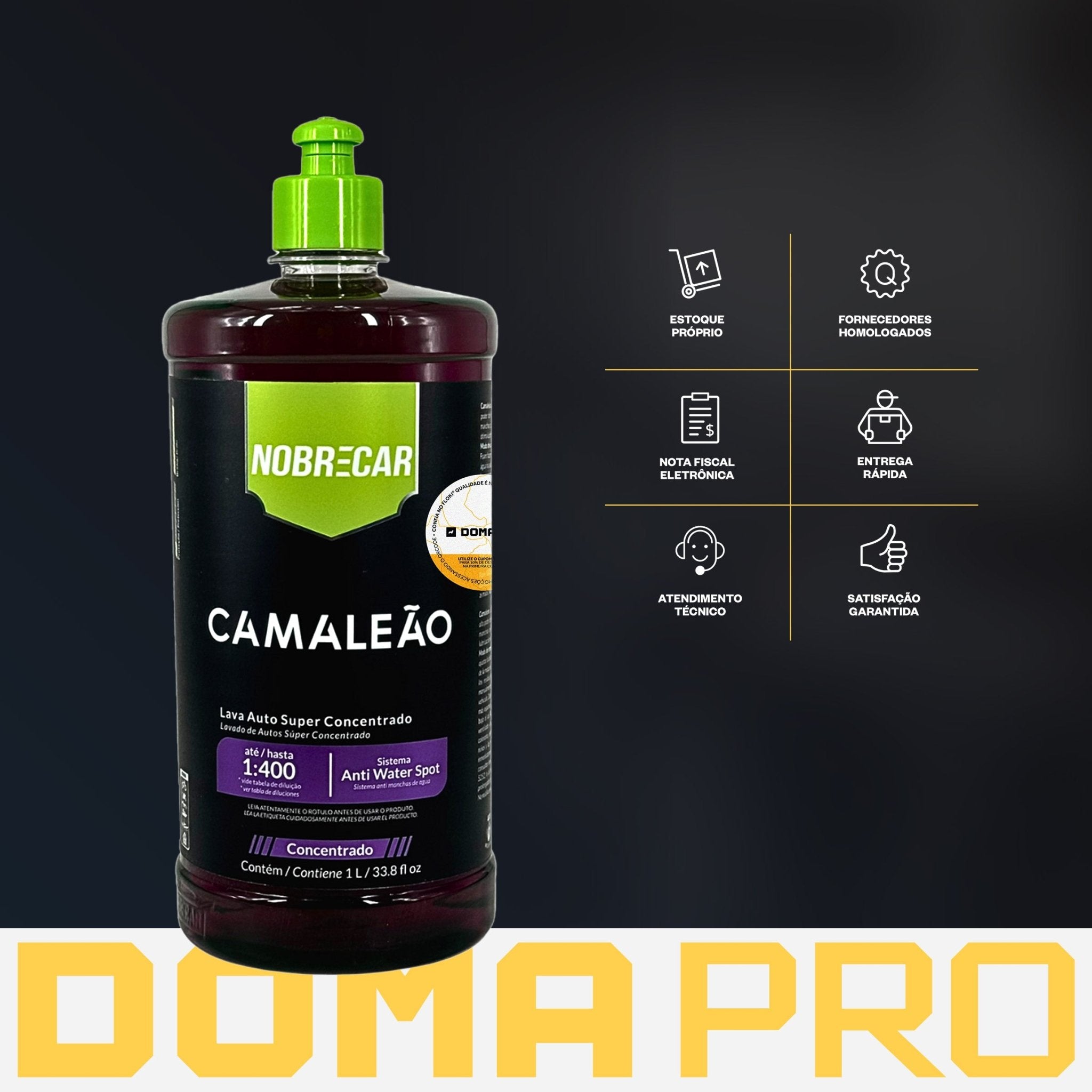 Shampoo Automotivo Lava Auto Concentrado - Camaleão 1L - Nobrecar - DOMA