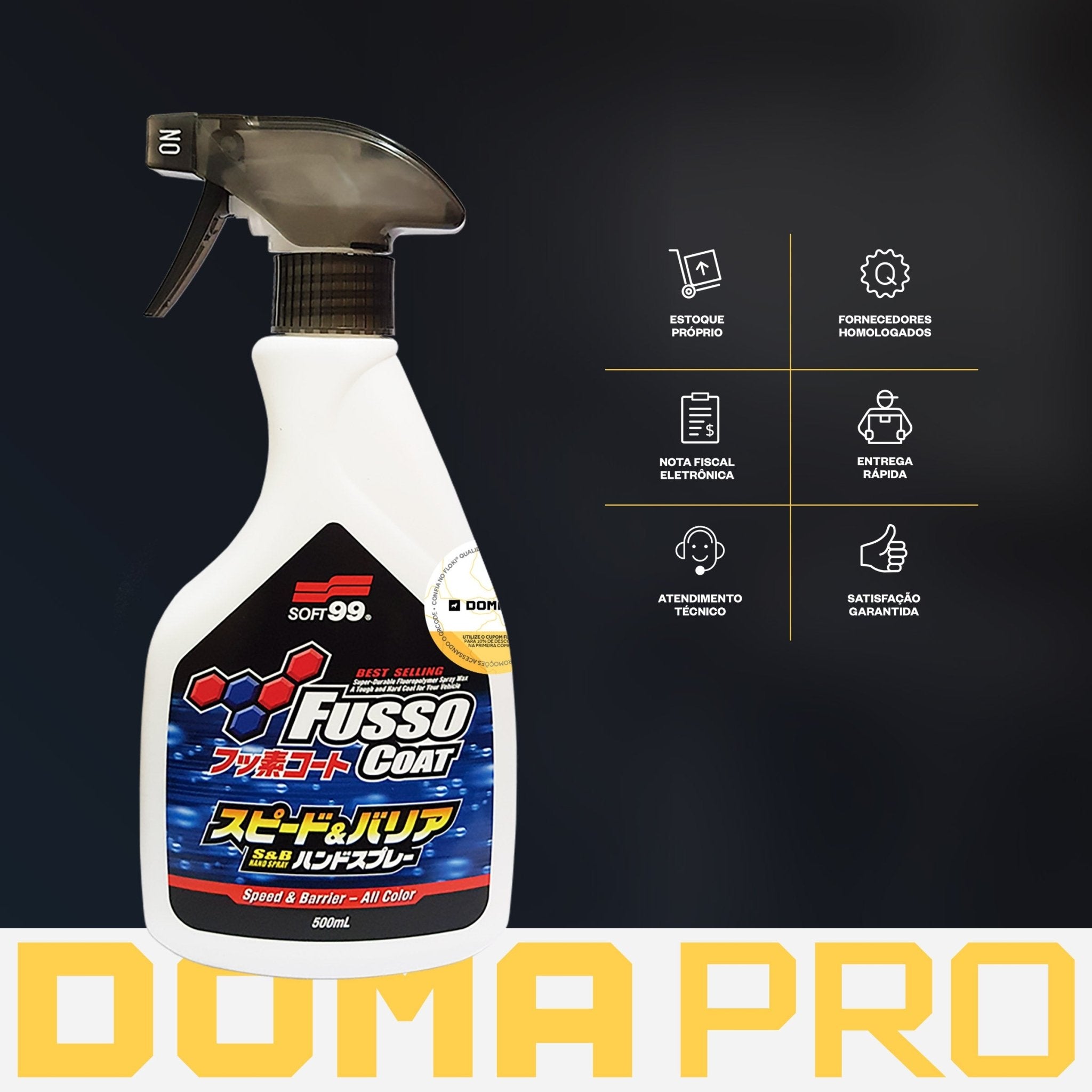 Spray Selante Manutenção de Pintura - Fusso Coat Speed Barrier 500ml - Soft99 - DOMA