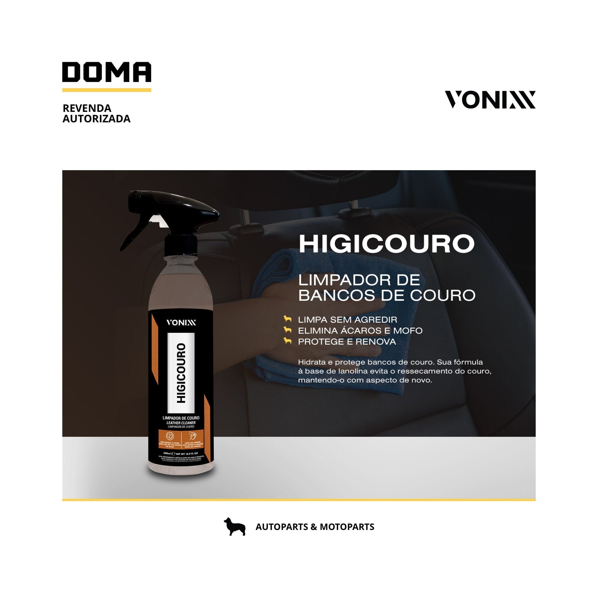 Vonixx Higicouro Limpeza E Higienização De Couro 500ml - DOMA