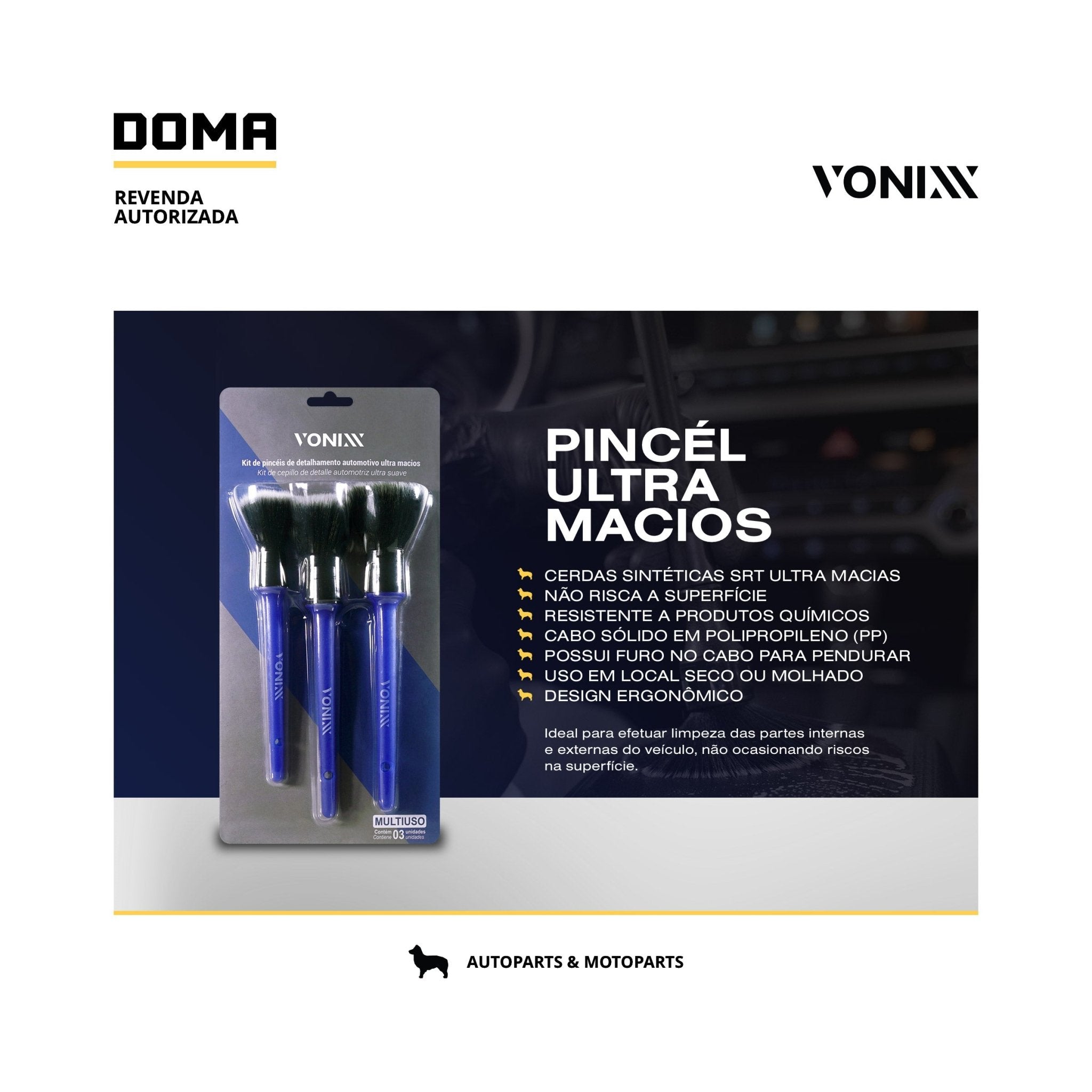 Vonixx Kit De Pincéis Detalhamento Automotivo Ultra Macios - DOMA