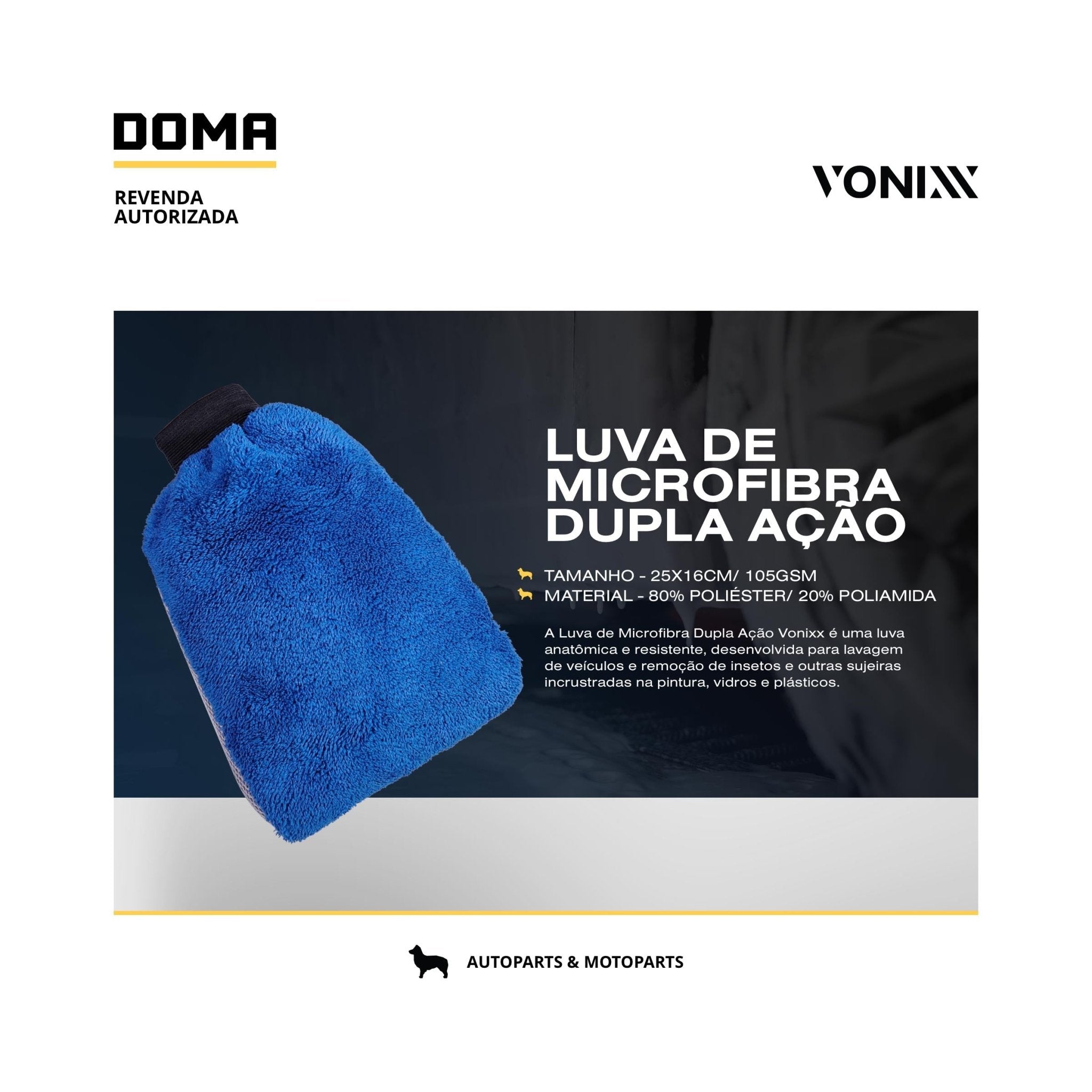 Vonixx Luva Microfibra 2 Em 1 28x18,5cm - DOMA