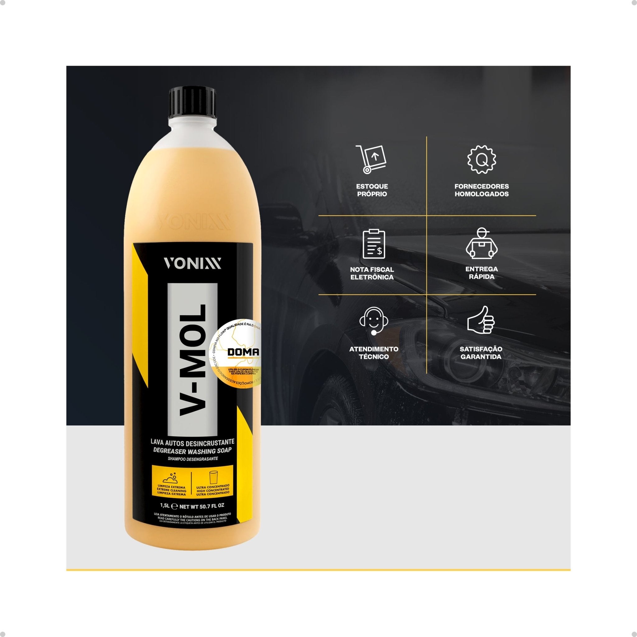 Vonixx V - Mol Produto Para Lavar Carro Moto Shampoo 1,5L - DOMA