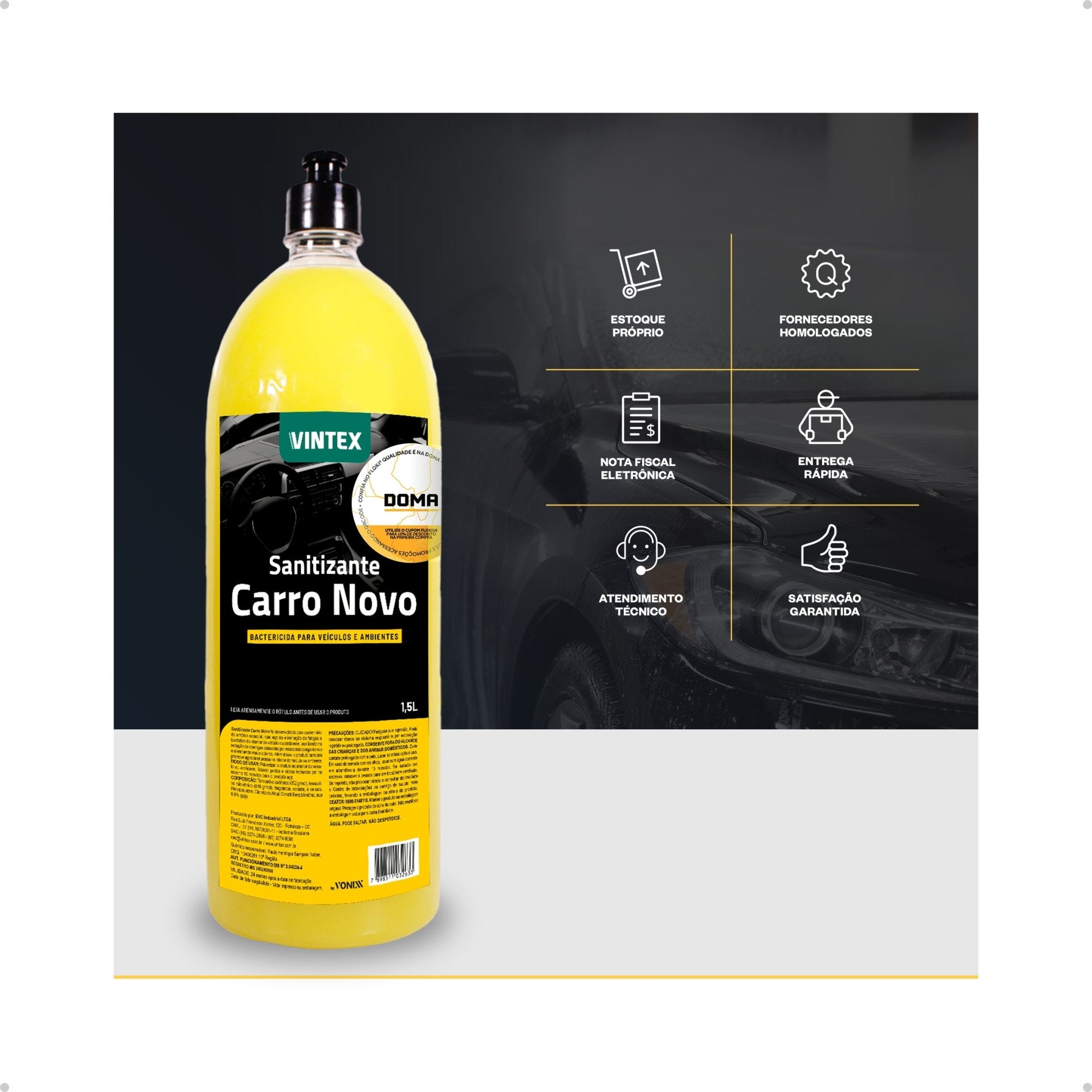 Vonixx Vintex Sanitizante Carro Novo Aromatizante Cheirinho 1,5l - DOMA