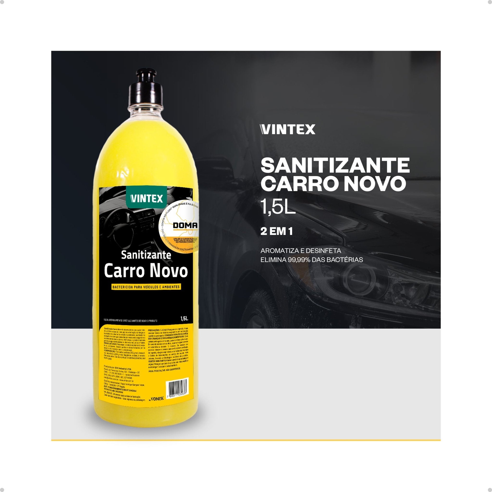 Vonixx Vintex Sanitizante Carro Novo Aromatizante Cheirinho 1,5l - DOMA